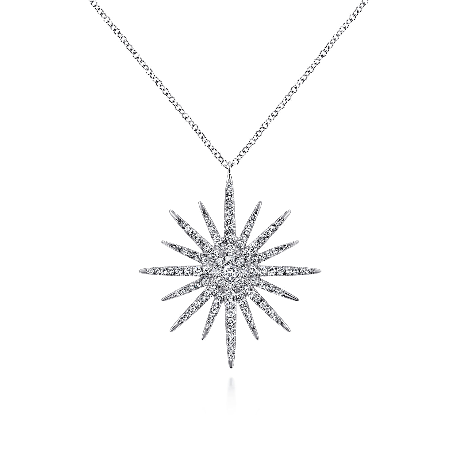 25 inch Diamond Pave Starburst Pendant Necklace