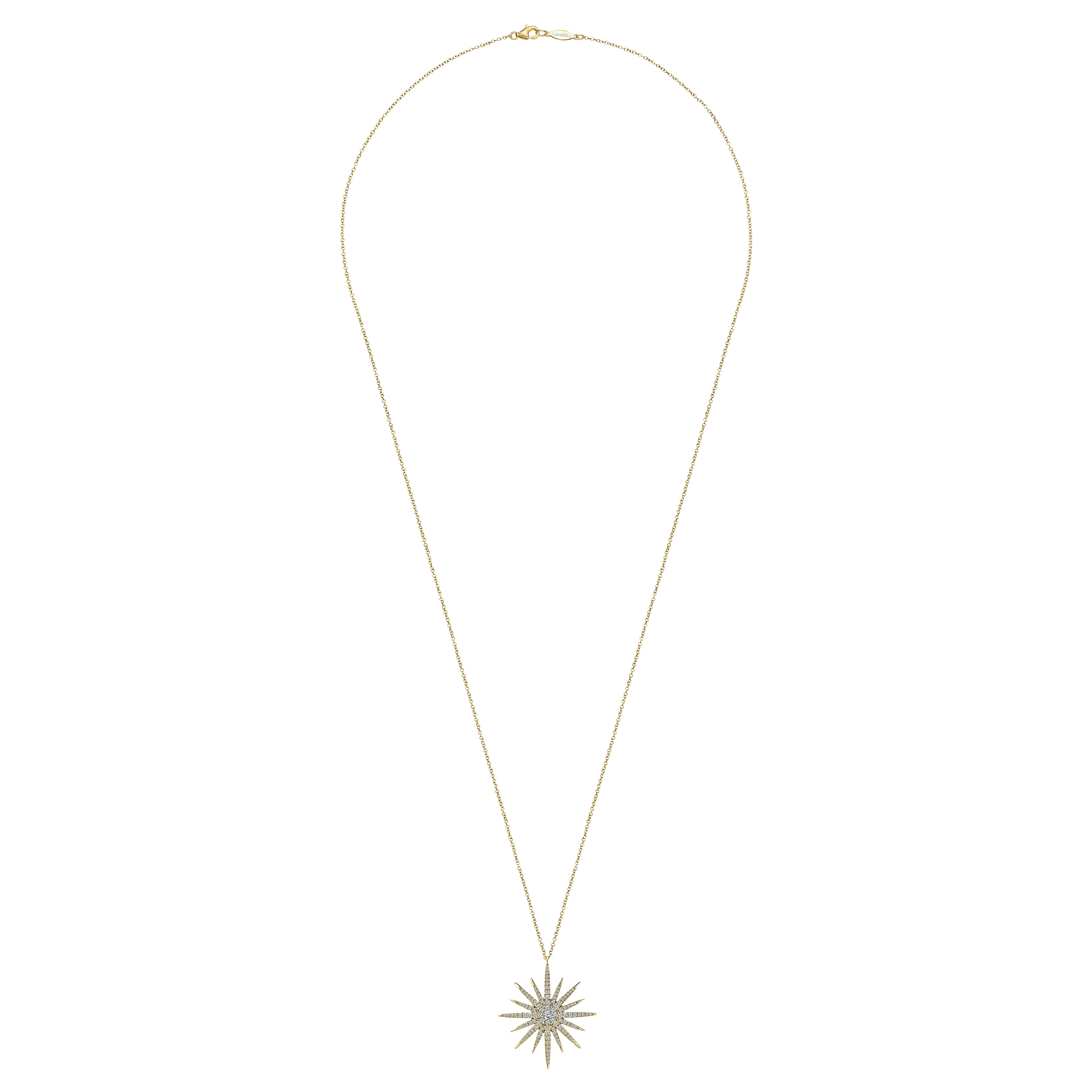 25 Inch Starburst Pendant Necklace in 14K Yellow Gold, photograph 2
