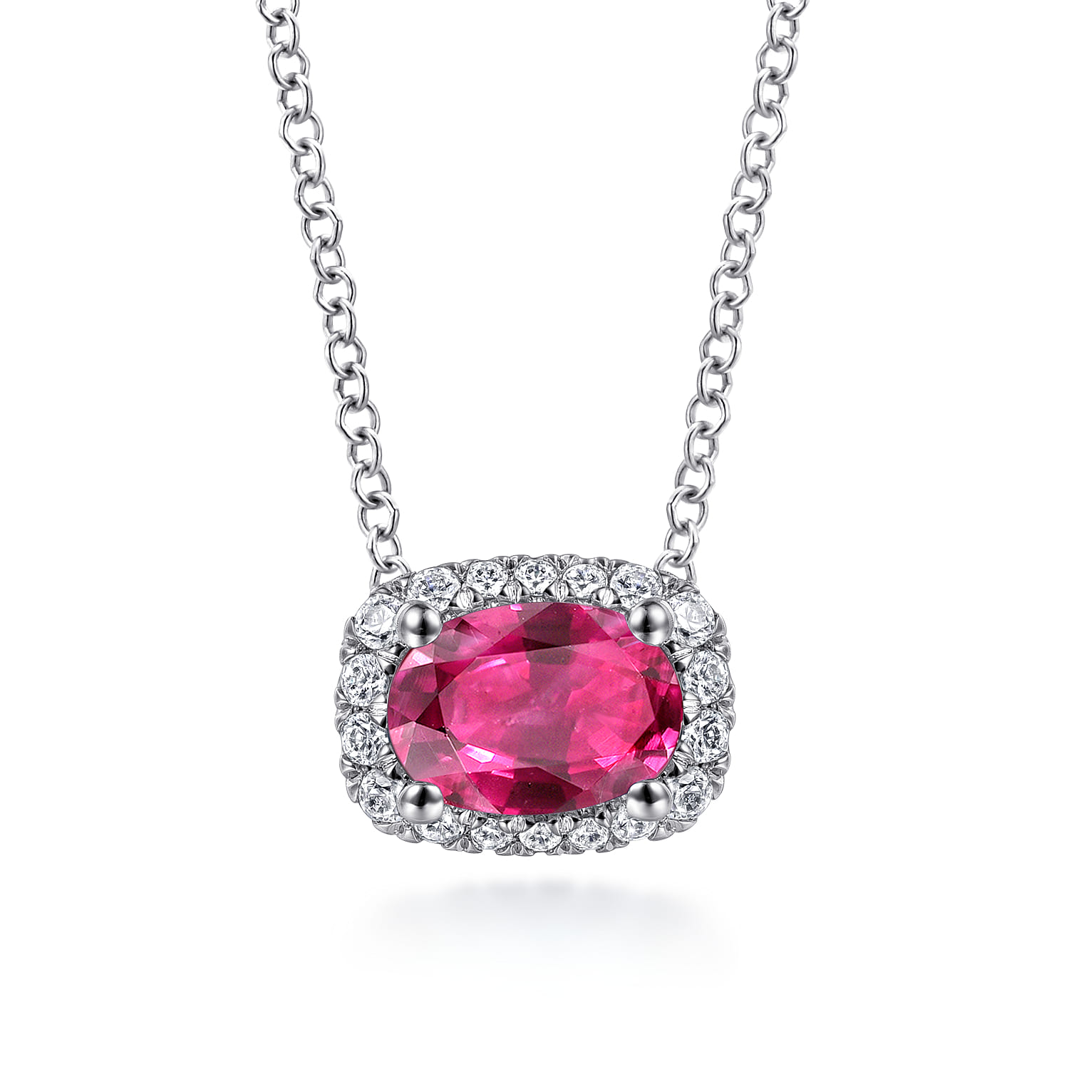 Ruby Necklace in 14K White Gold