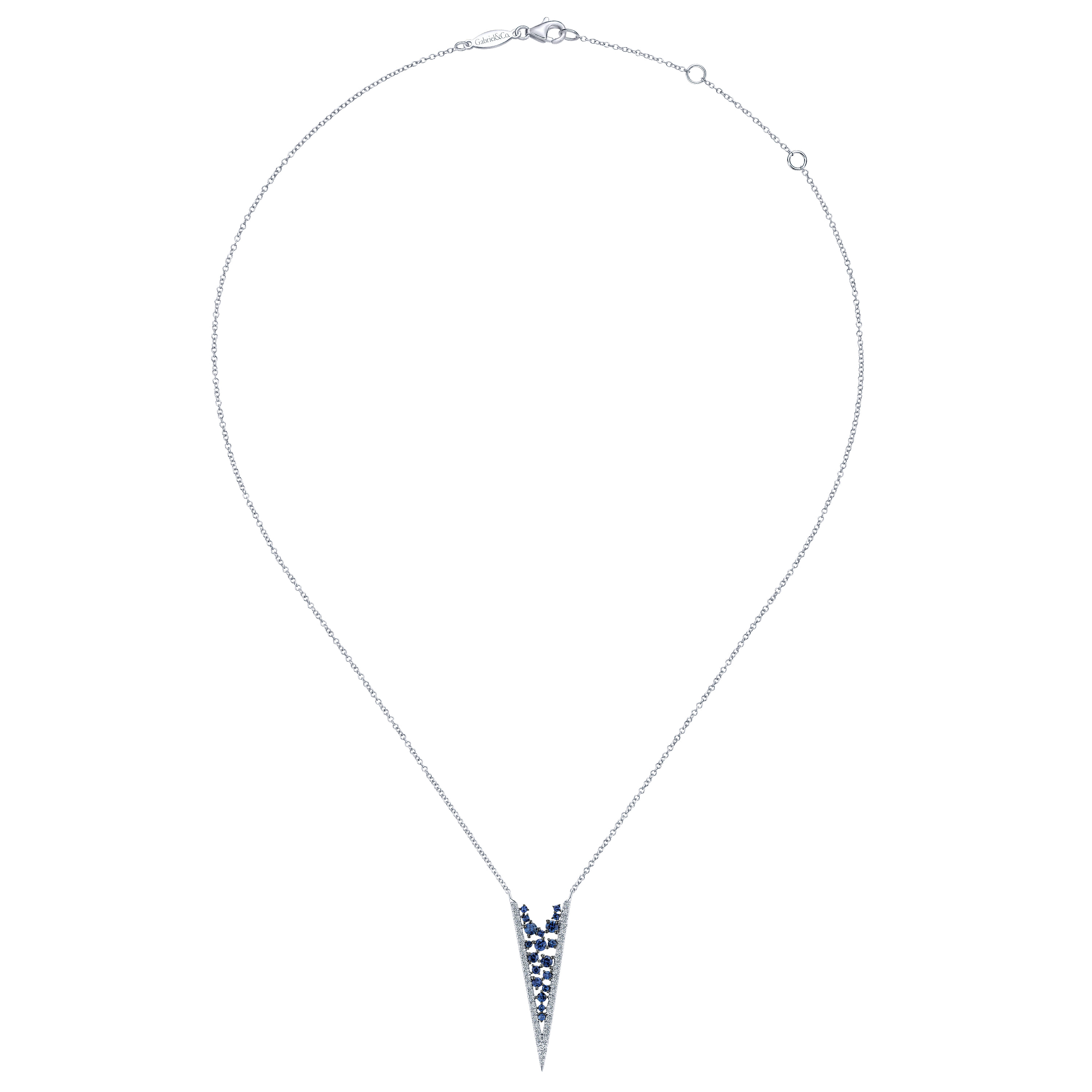 Diamond Chevron Necklace in 14K White Gold, photograph 2