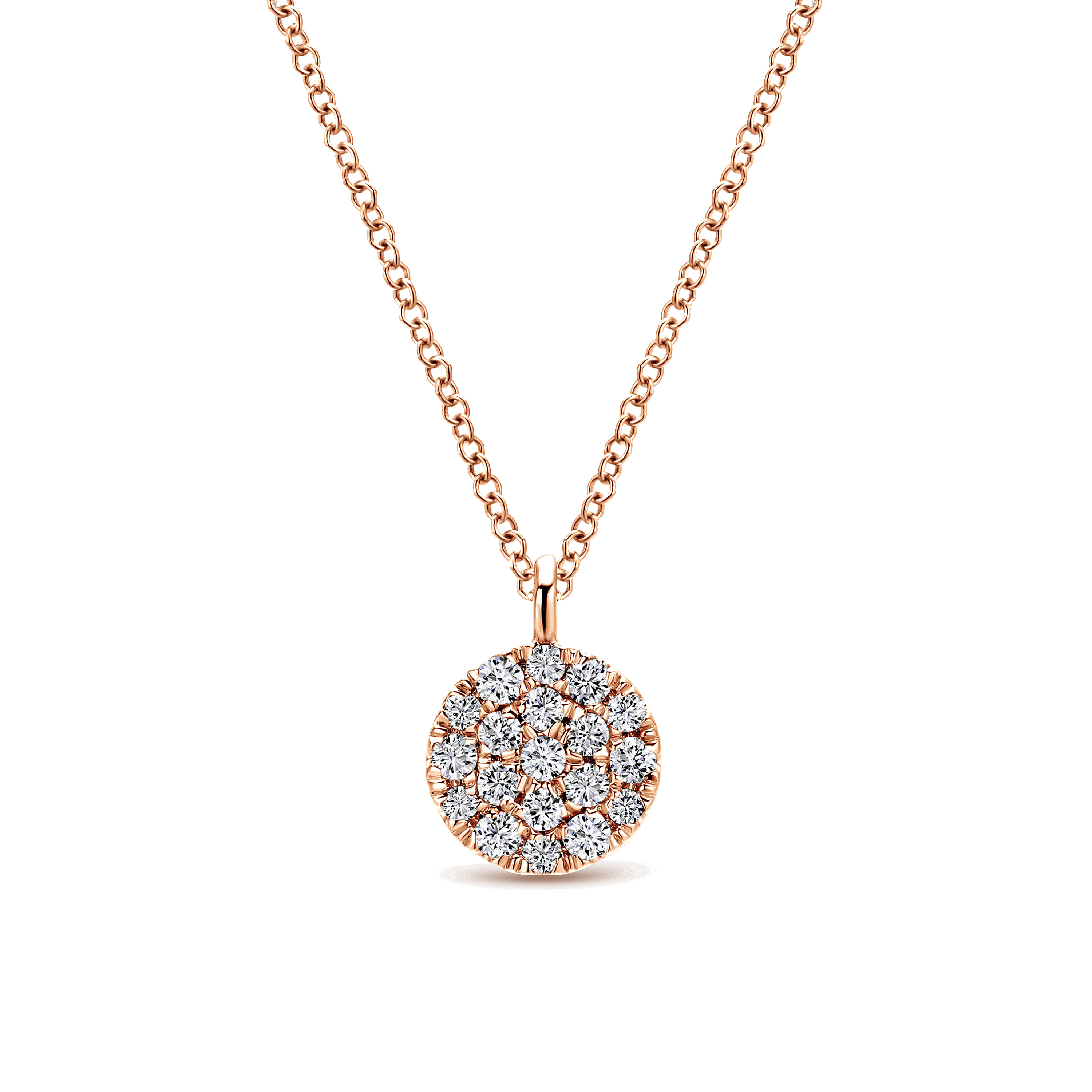 Pave Diamond Disc Pendant Necklace