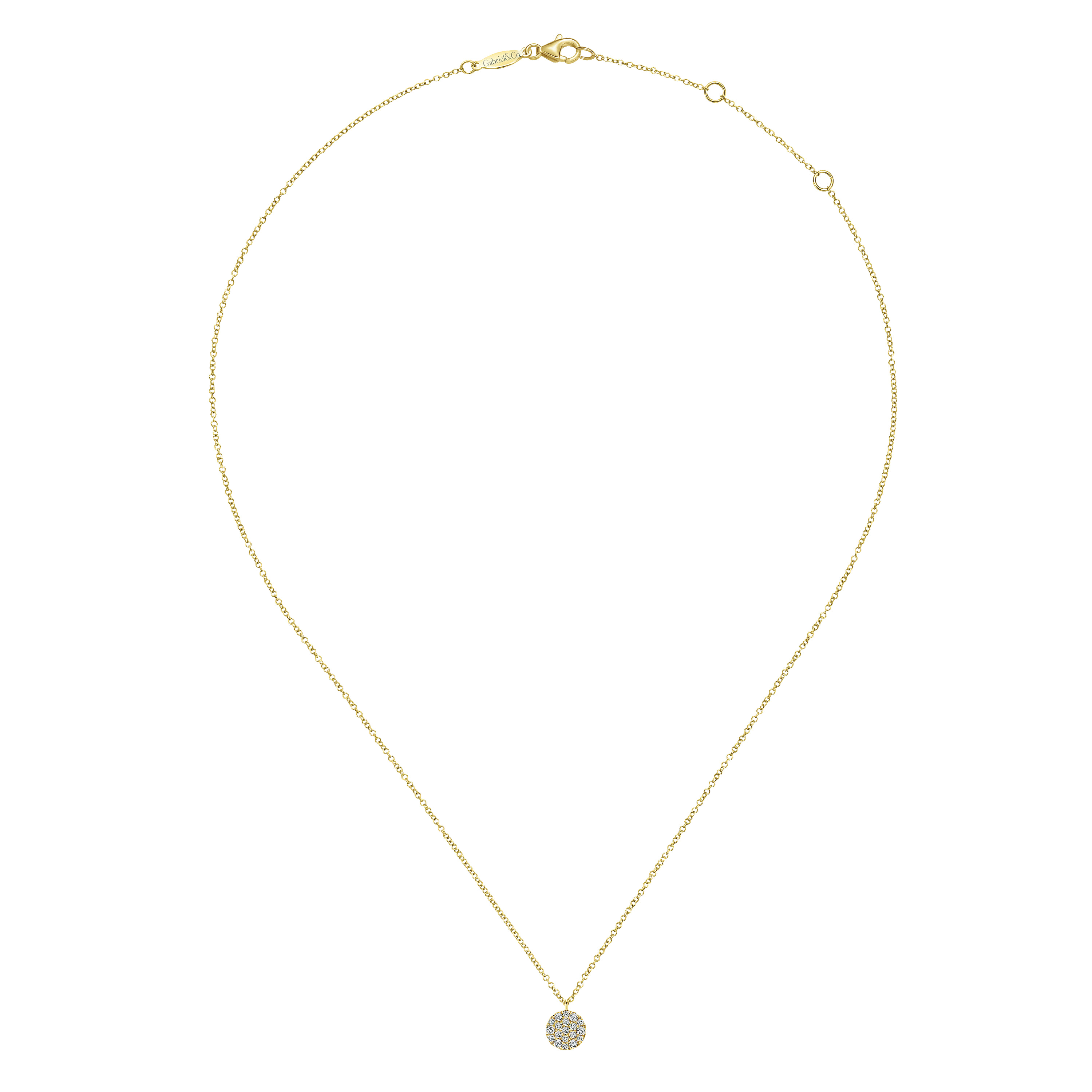 Diamond Disc Pendant Necklace in 14K Yellow Gold, photograph 2