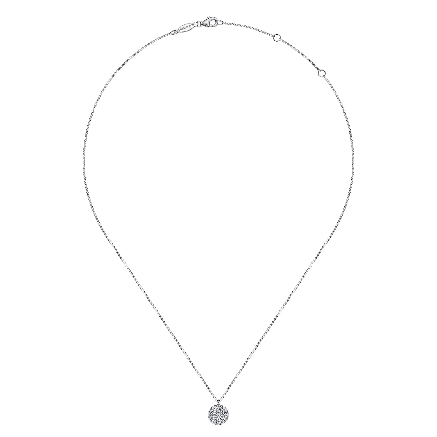 Diamond Disc Pendant Necklace in 14K White Gold, photograph 2