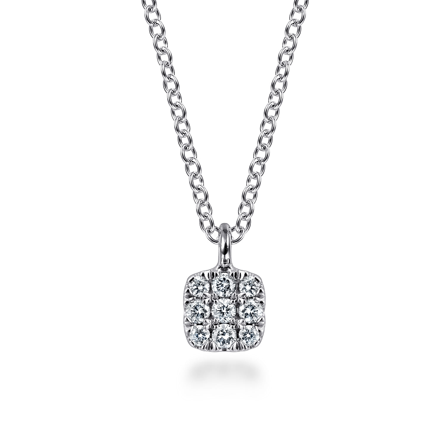 Shaped Diamond Cluster Pendant Necklace