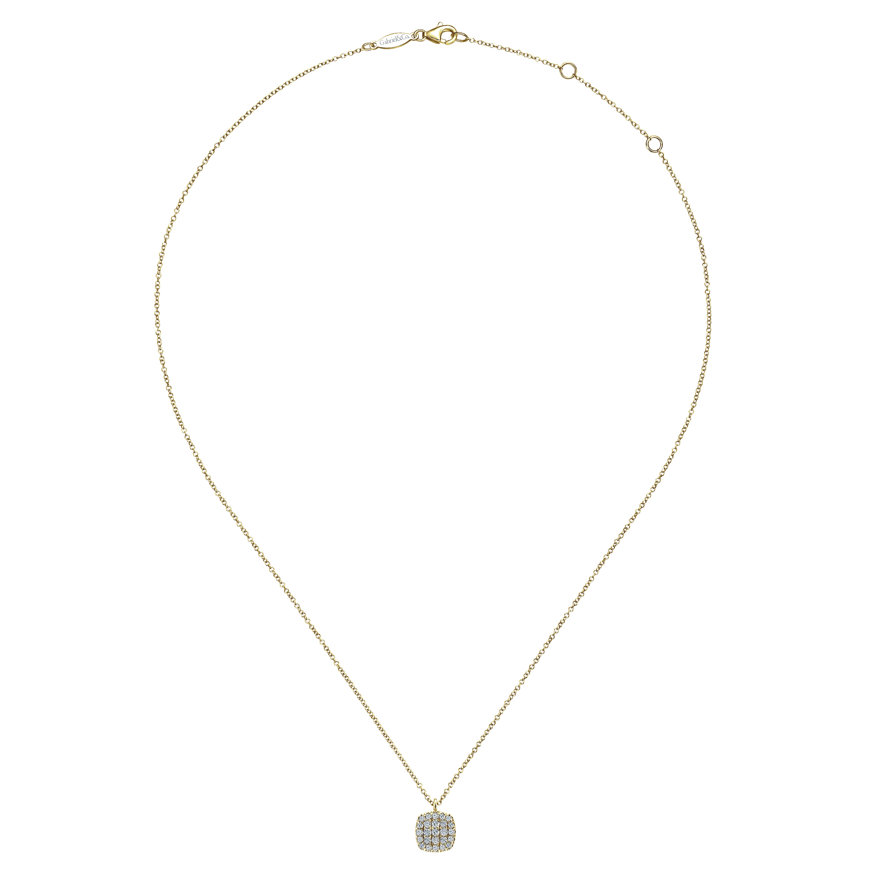 Micro Pave Diamond Pendant Necklace in 14K Yellow Gold, photograph 2