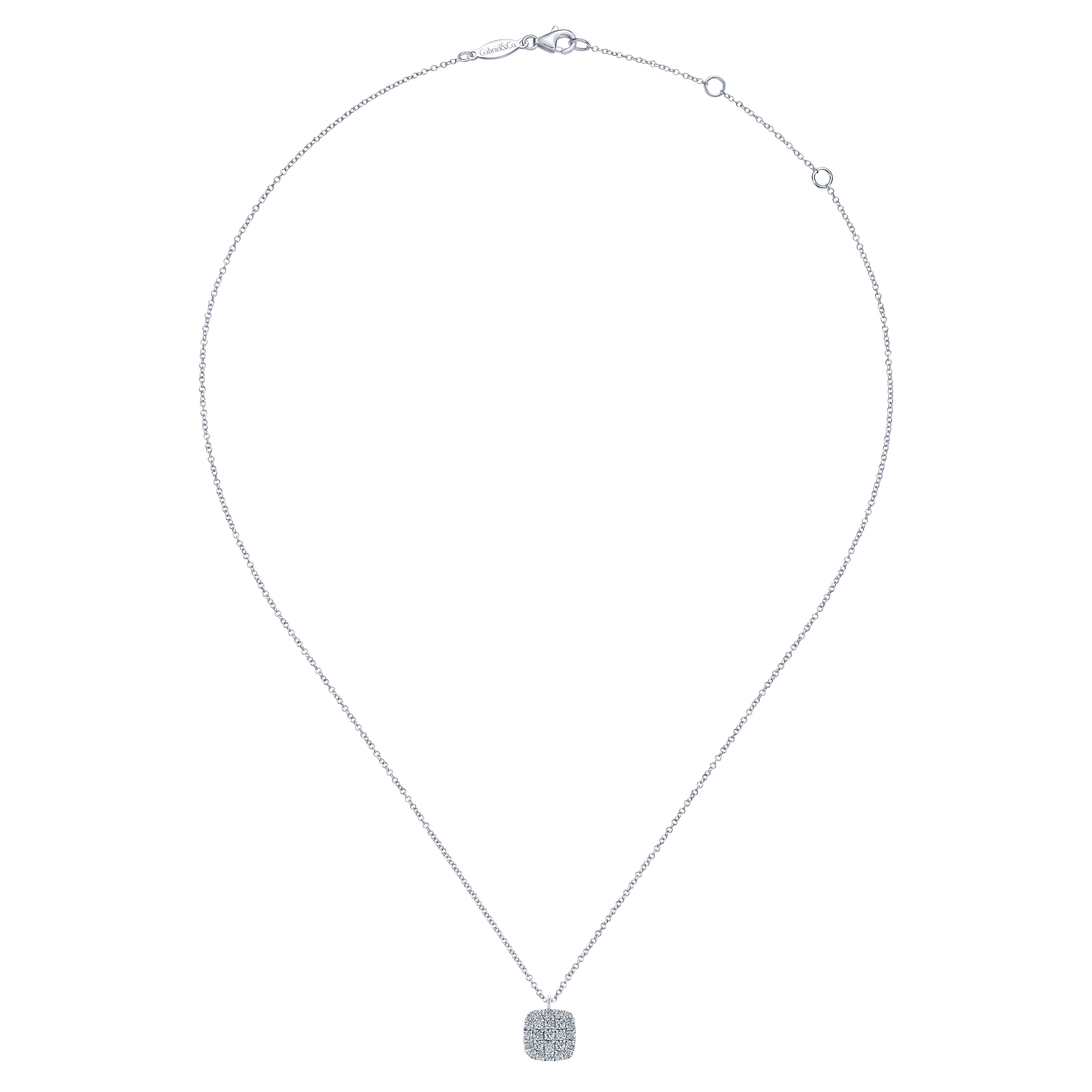 Shaped Diamond Cluster Pendant Necklace in 14K White Gold, photograph 2