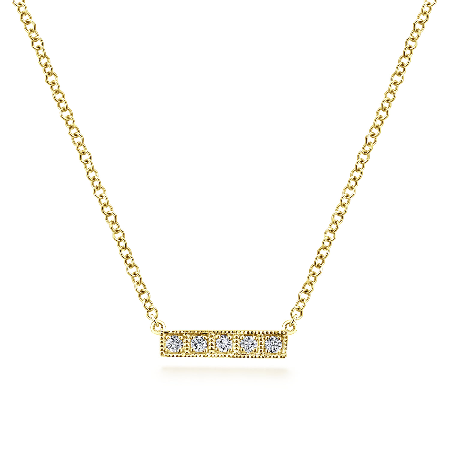 Milgrain Diamond Bar Necklace