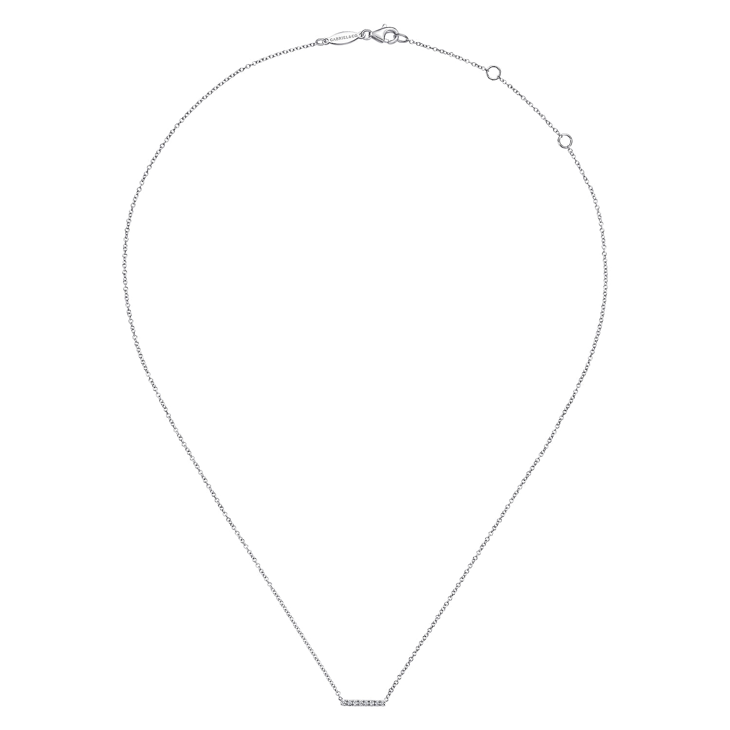 Petite Pave Diamond Bar Necklace in 14K White Gold, photograph 2