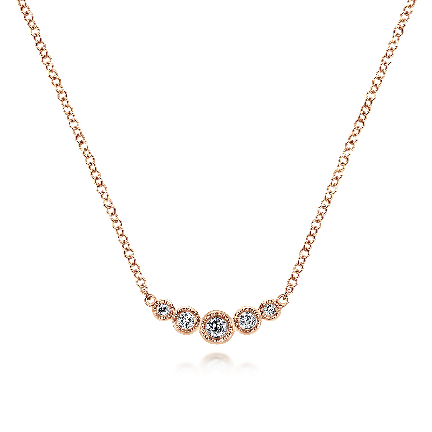 Curved Bezel Set Diamond Bar Necklace