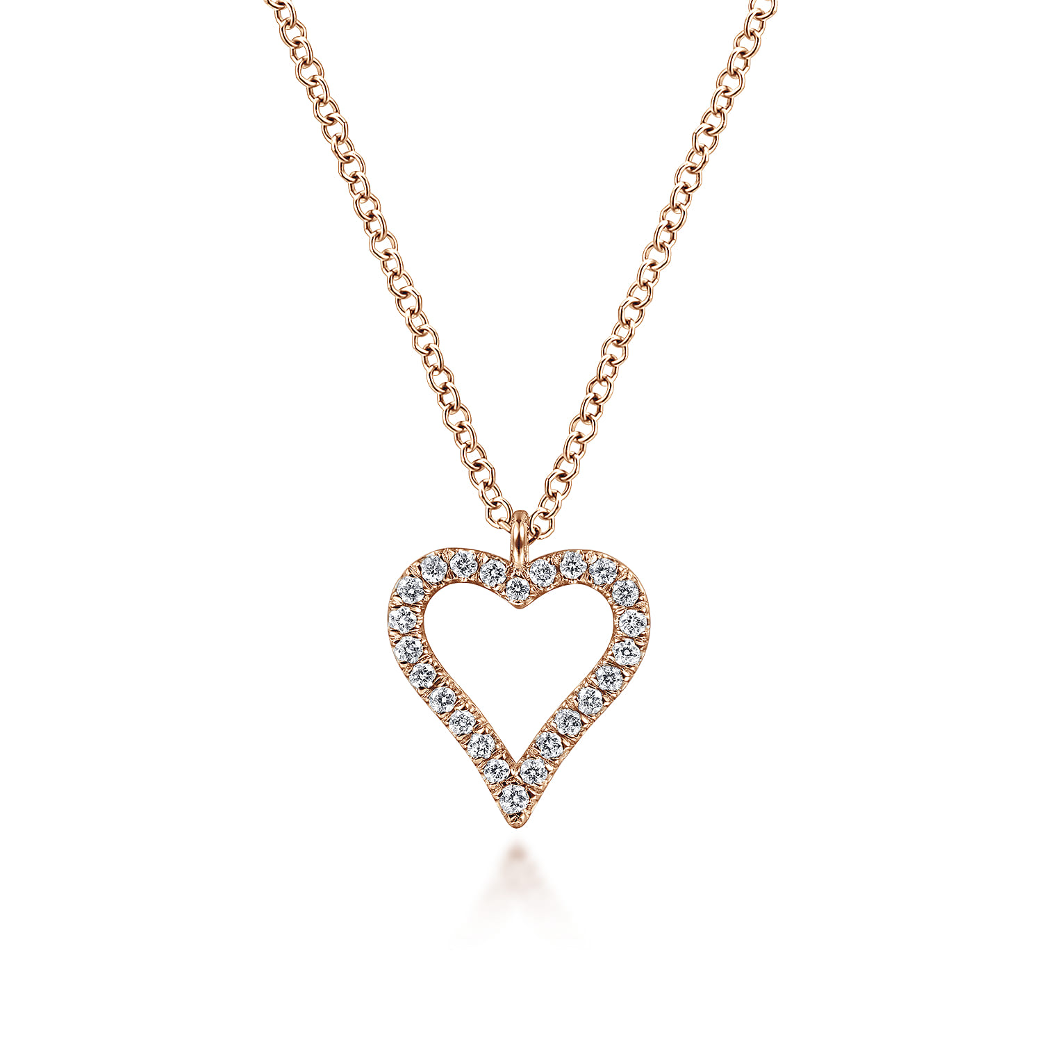 Pave Diamond Open Necklace in 14K Rose Gold