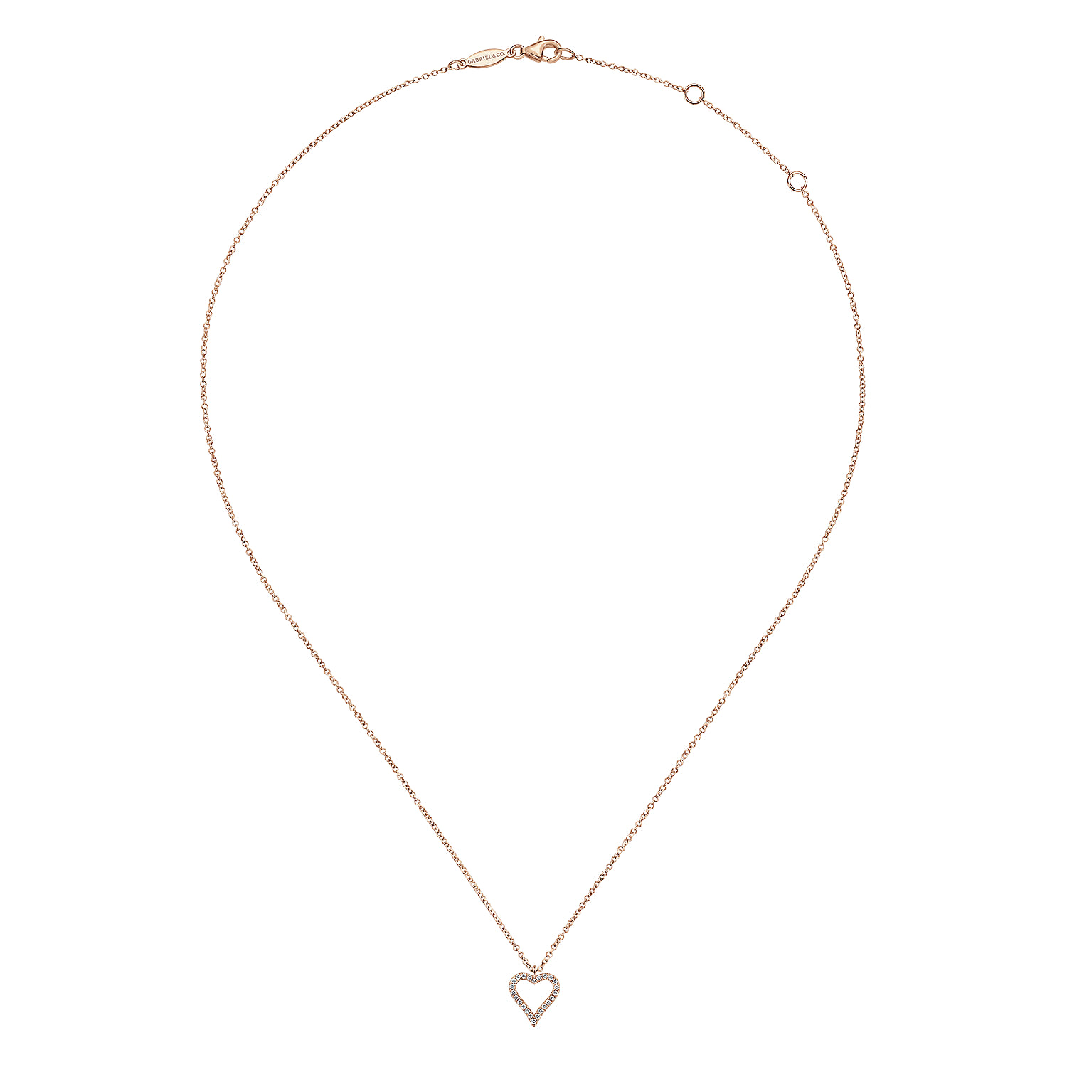 Pave Diamond Open Necklace in 14K Rose Gold, photograph 2