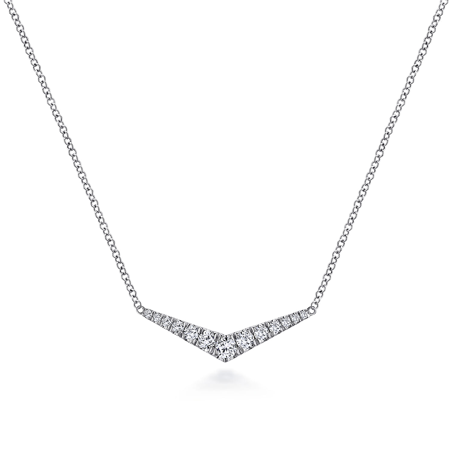 Curved Diamond Bar Necklace
