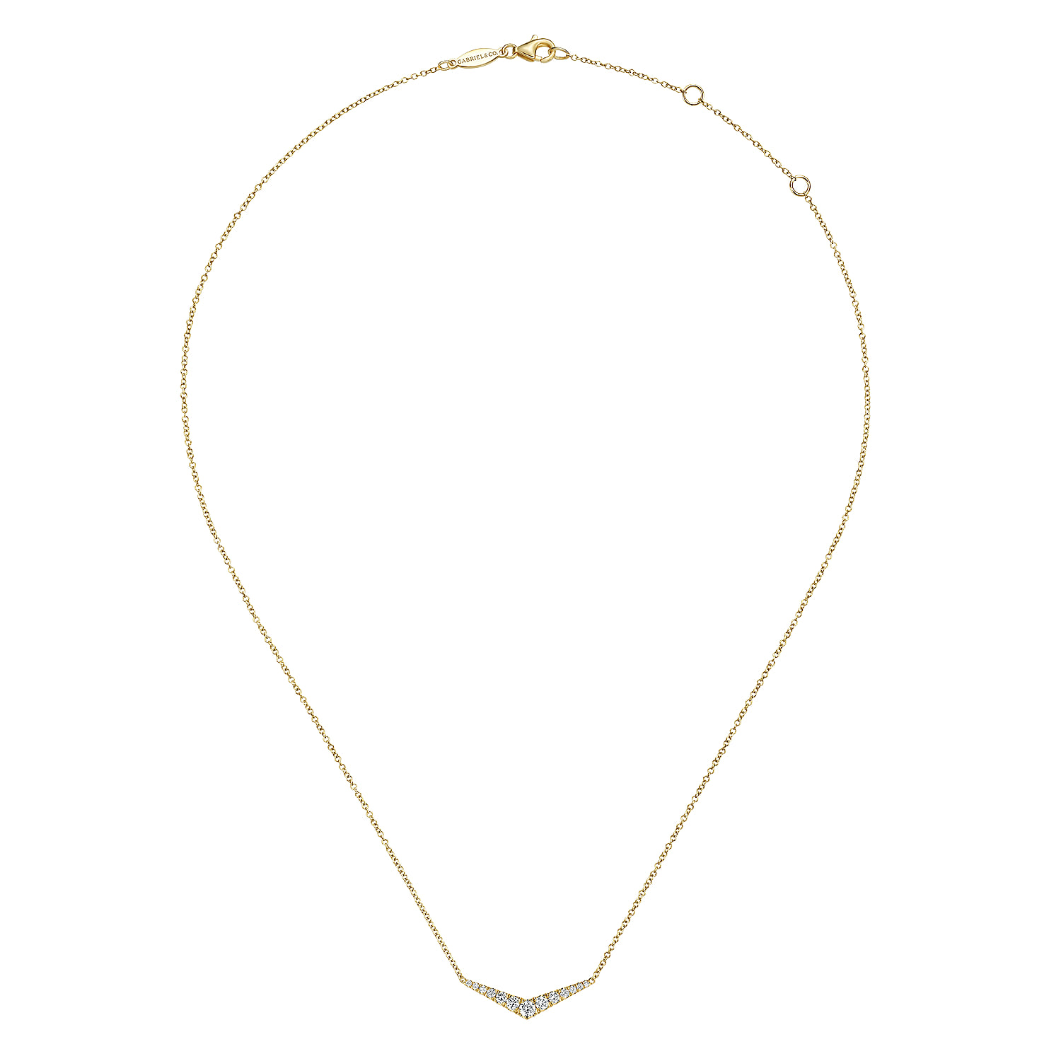 Curved Diamond Bar Necklace in 14K Yellow Gold, photograph 2