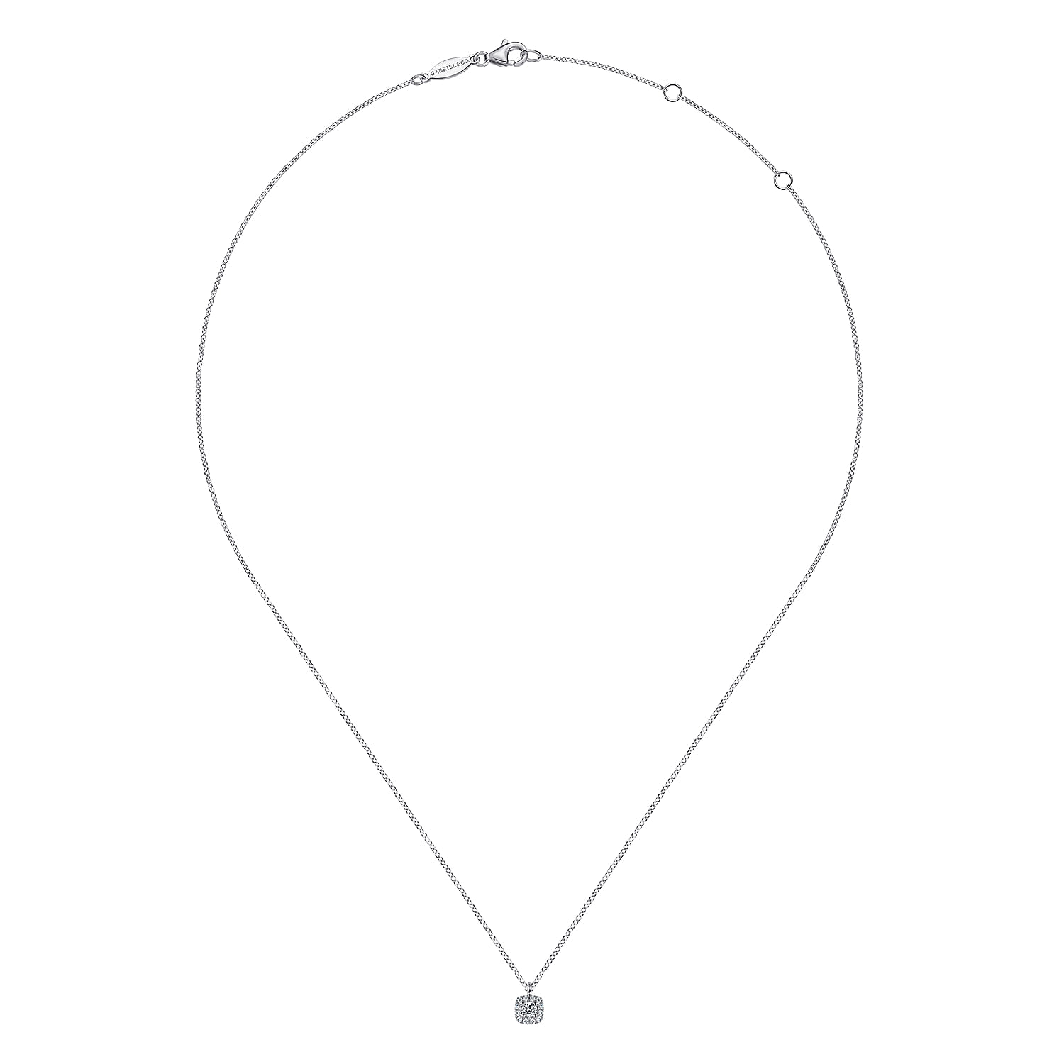 Halo Diamond Pendant Necklace in 14K White Gold, photograph 2