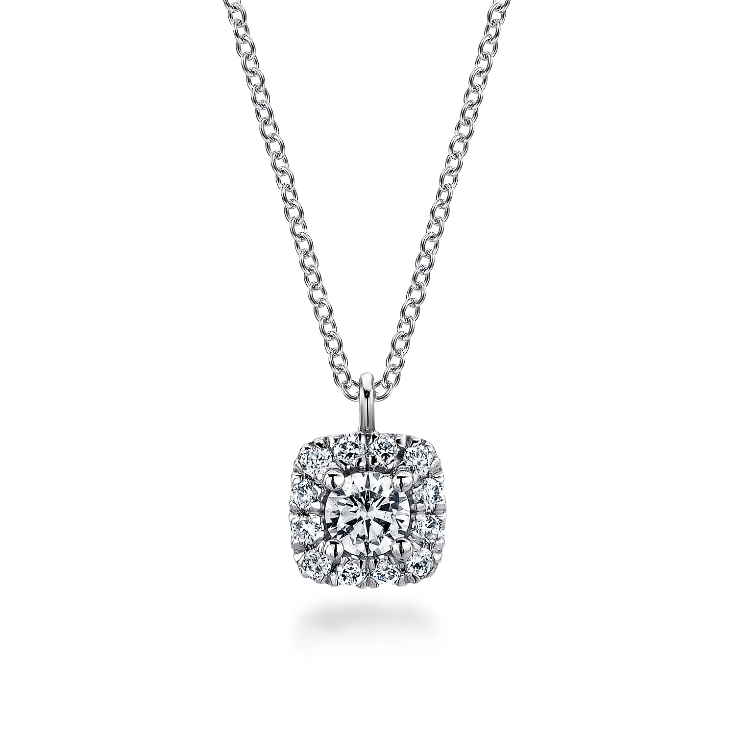 Diamond with Halo Pendant Necklace