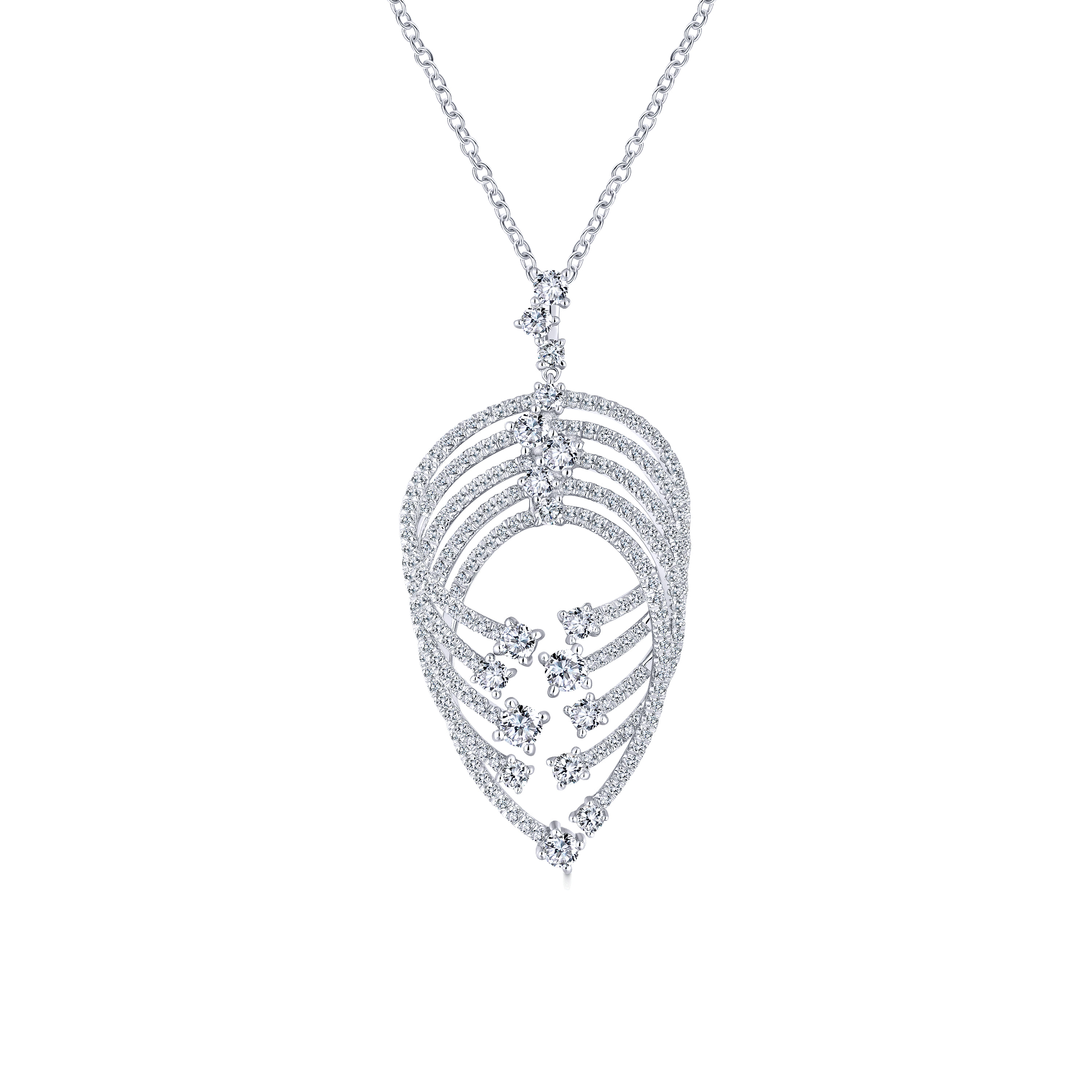 Intersecting Diamond Channels Pendant Necklace