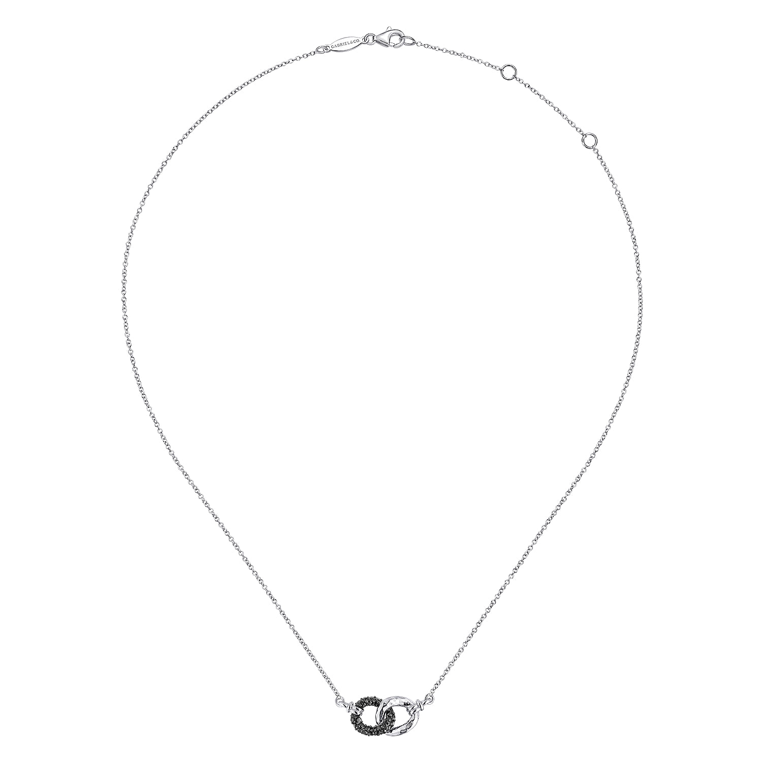 and Black Spinel Interlocking Links Necklace in Sterling Silver, photograph 2