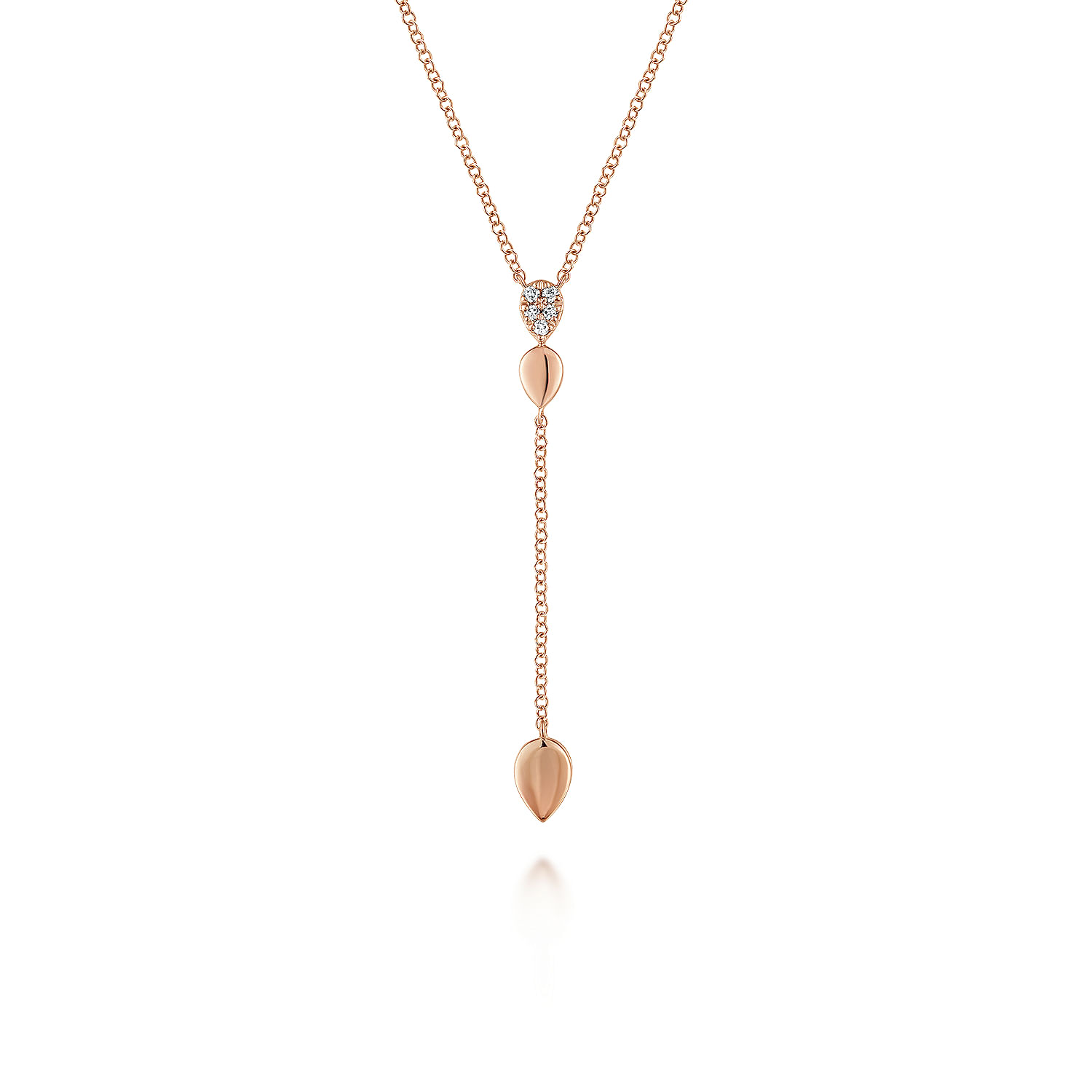 日本未入荷☆KING ICE☆The Rose Gold Trinus Necklace 14K Rose Gold Multi Teardrop Y Necklace with Diamonds @ $750