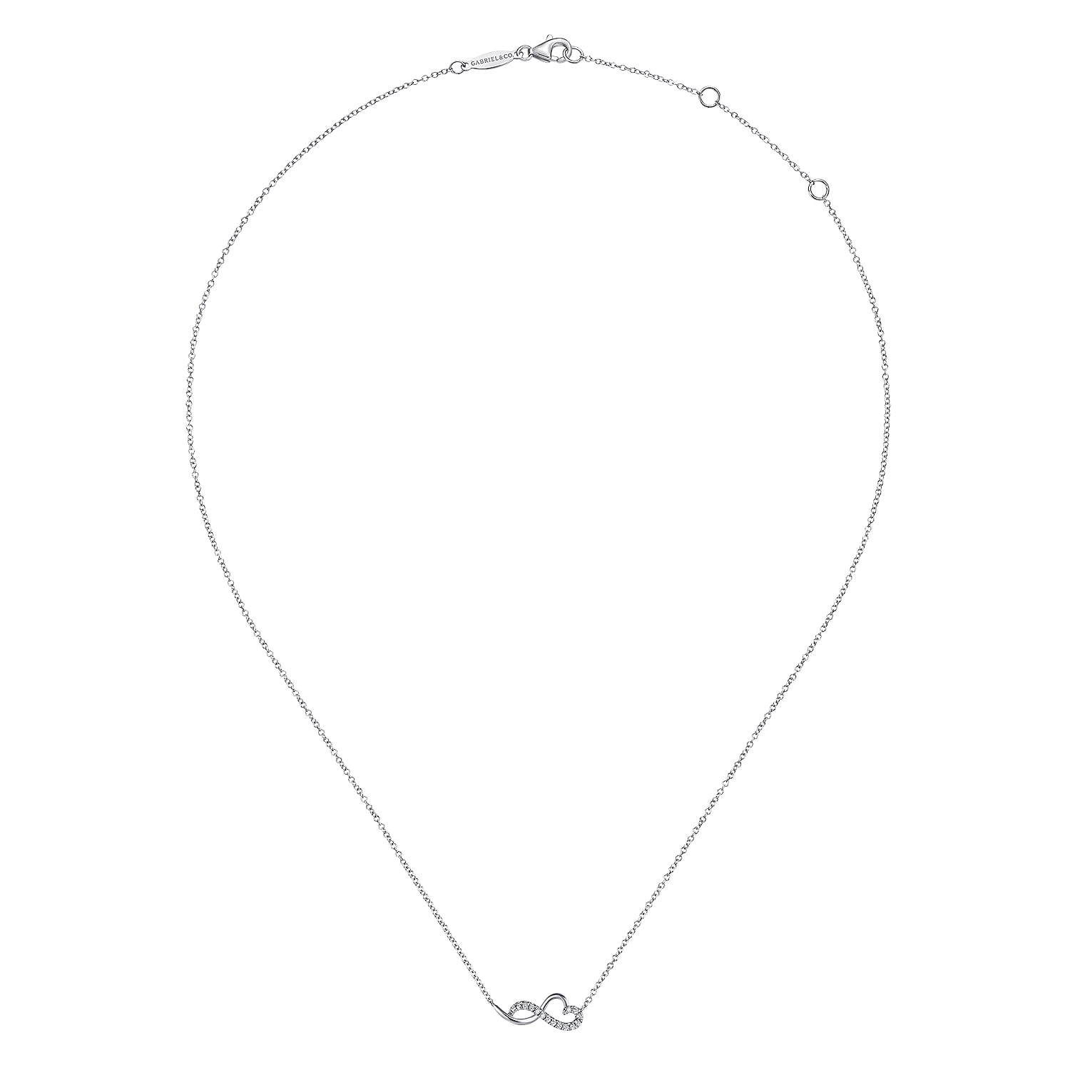 Diamond Infinity Pendant Necklace in 14K White Gold, photograph 2