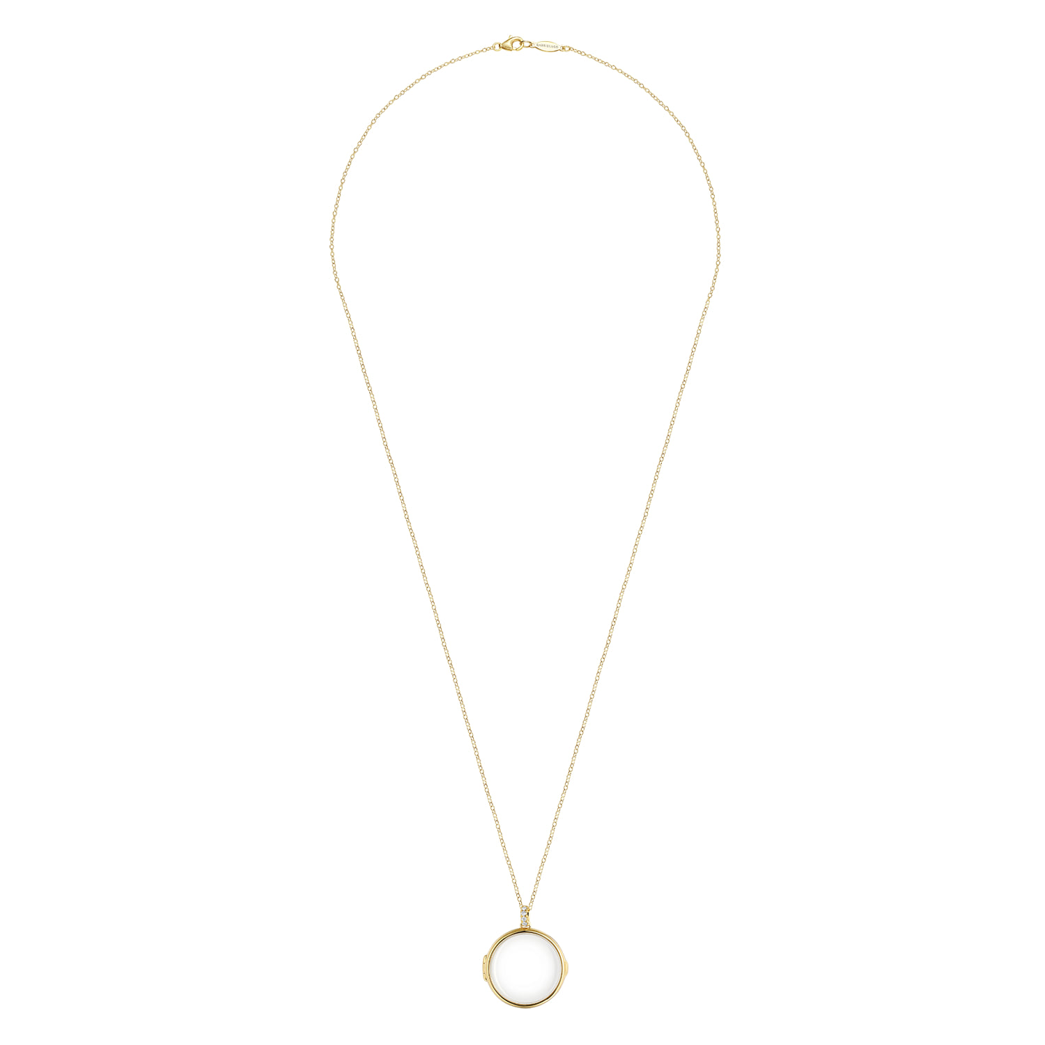 25 inch Glass Front Locket Necklace in 14K Yellow Gold, photograph 4