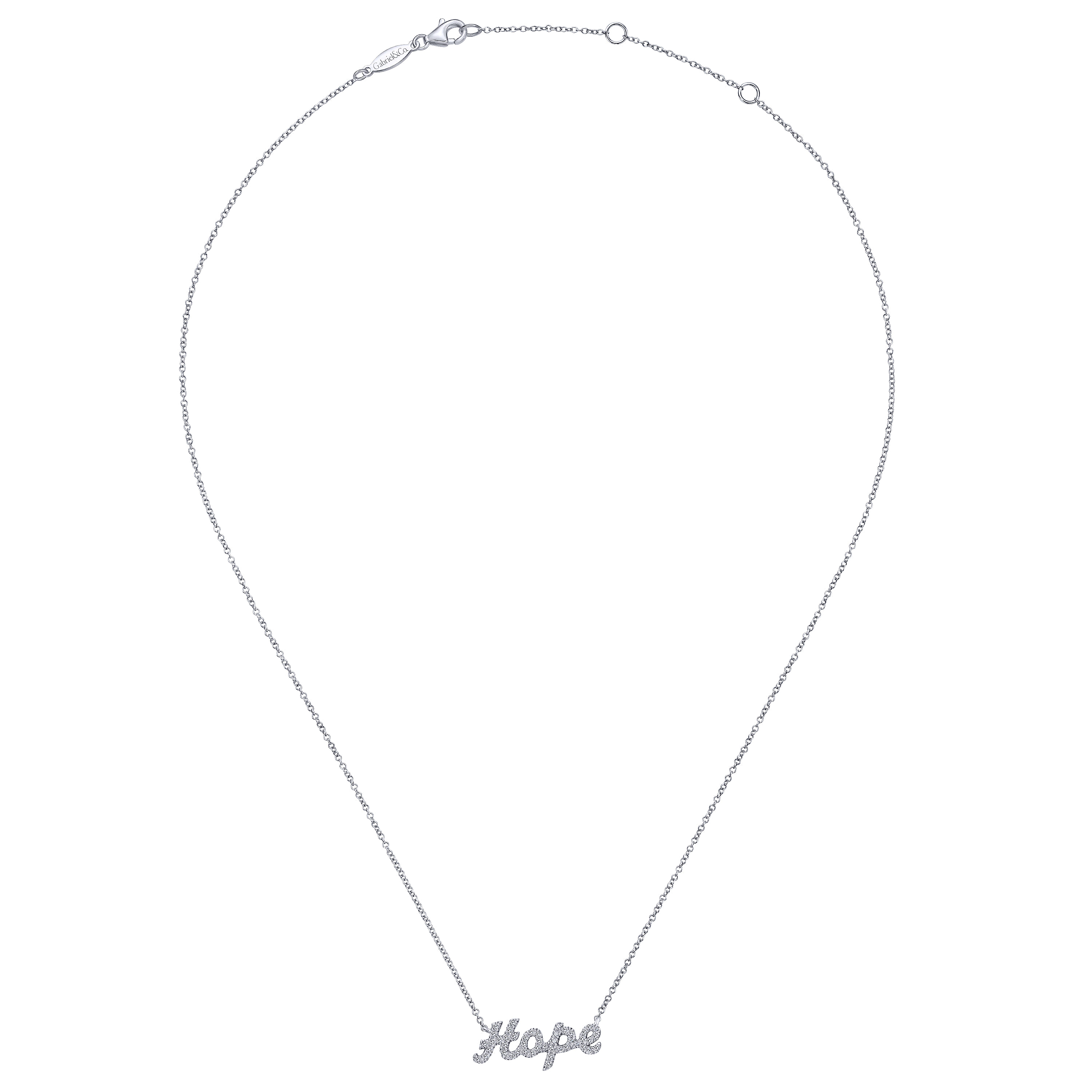 Diamond Pave Hope Necklace in 14K White Gold, photograph 2