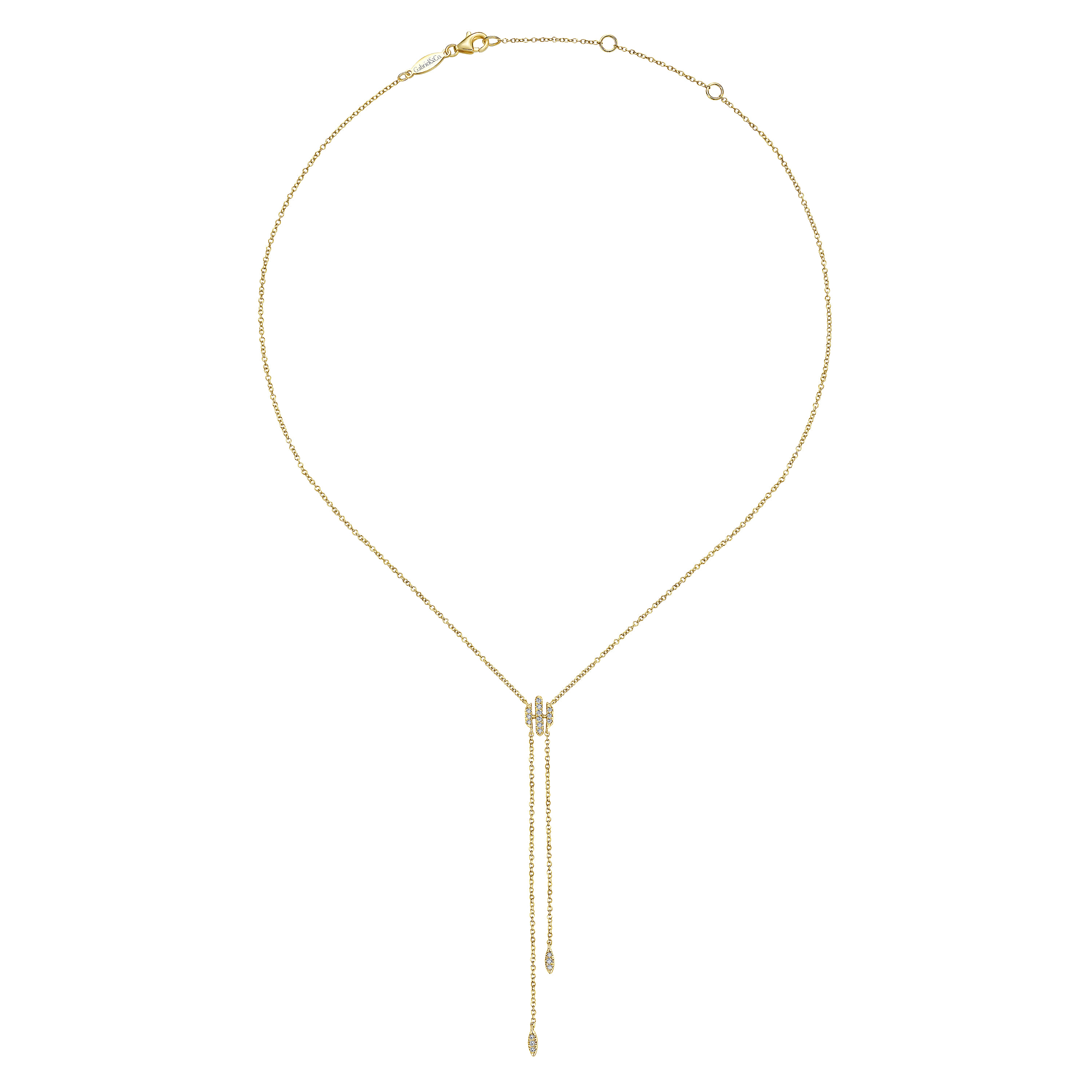 Diamond Y Knot Necklace in 14K Yellow Gold, photograph 2