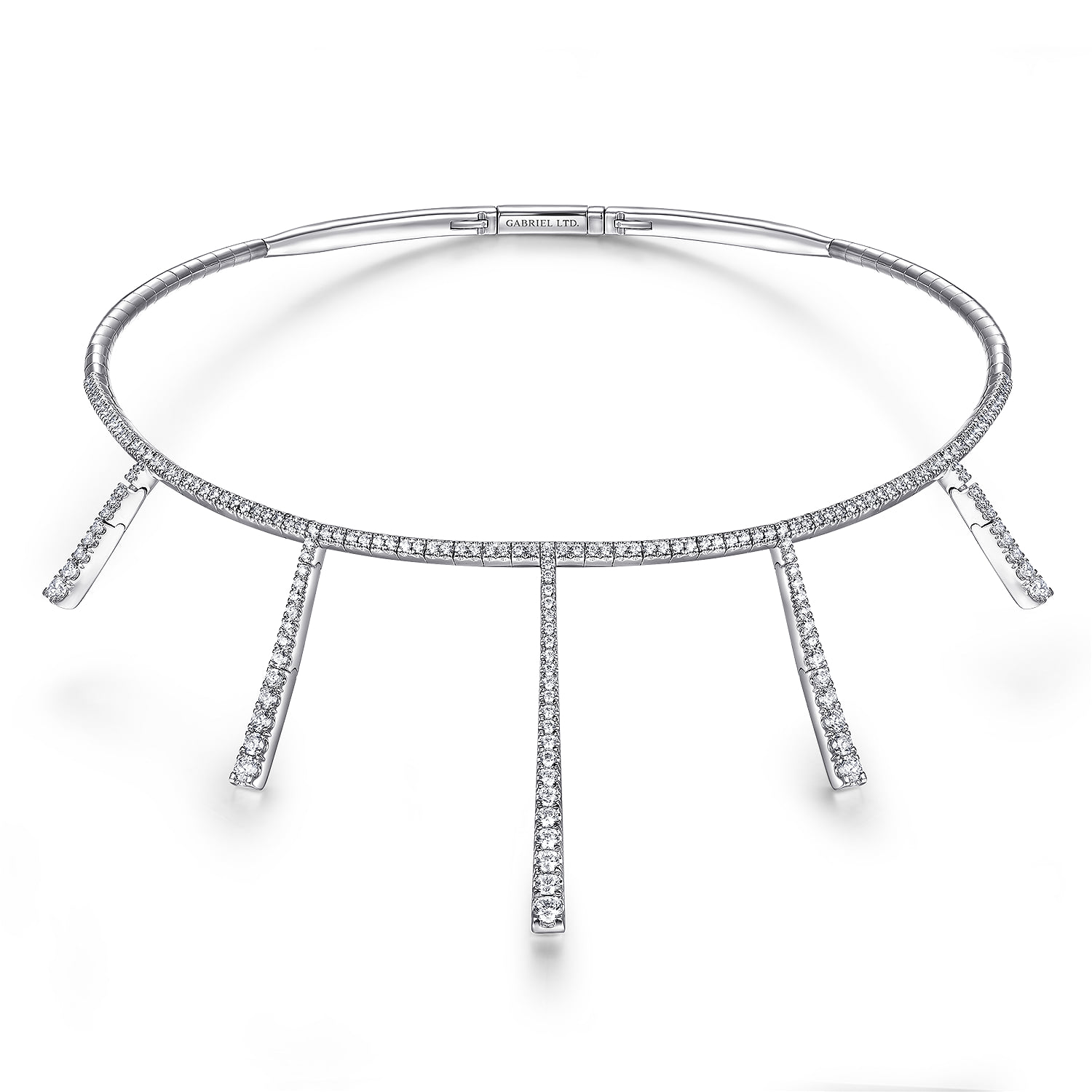 Multi Diamond Bar Station Necklace in 18K White Gold