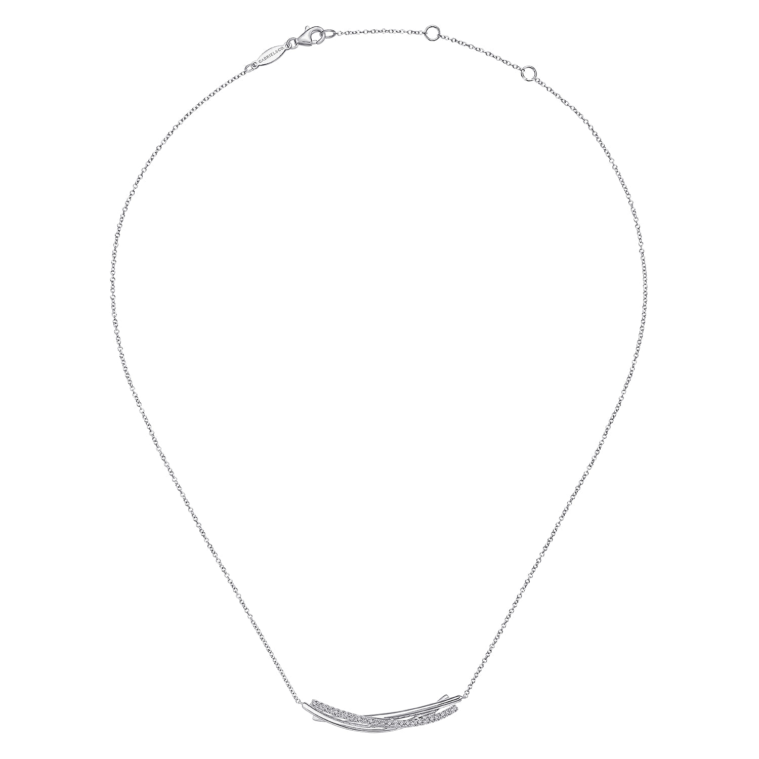 White Sapphire Bar Necklace in Sterling Silver, photograph 2