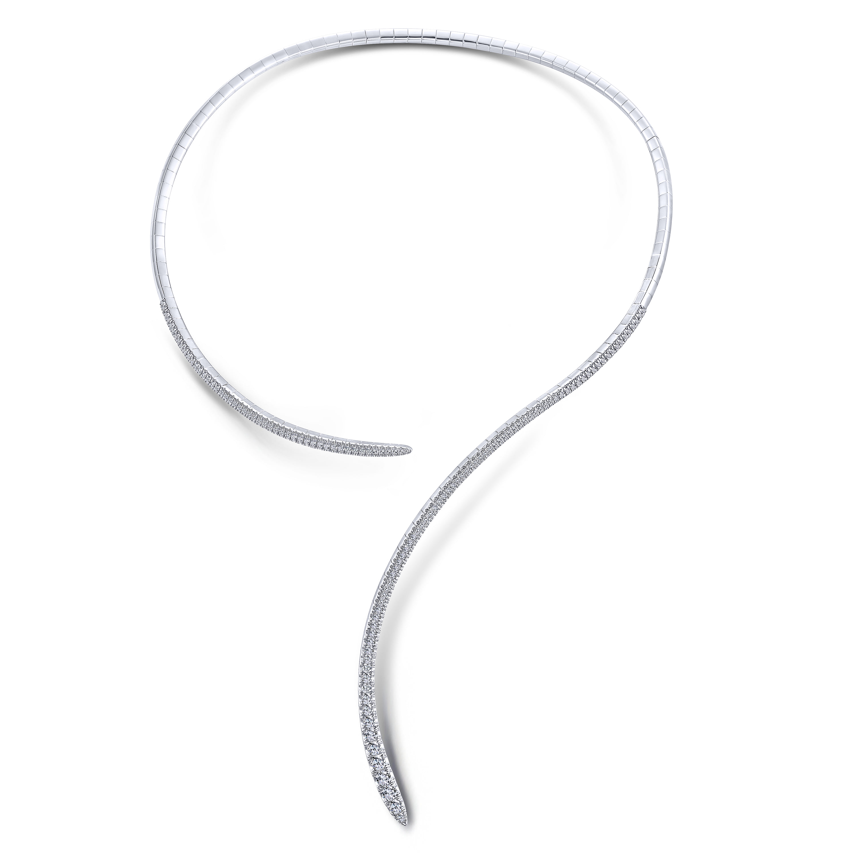 Open Diamond Collar Necklace in 18K White Gold, photograph 2