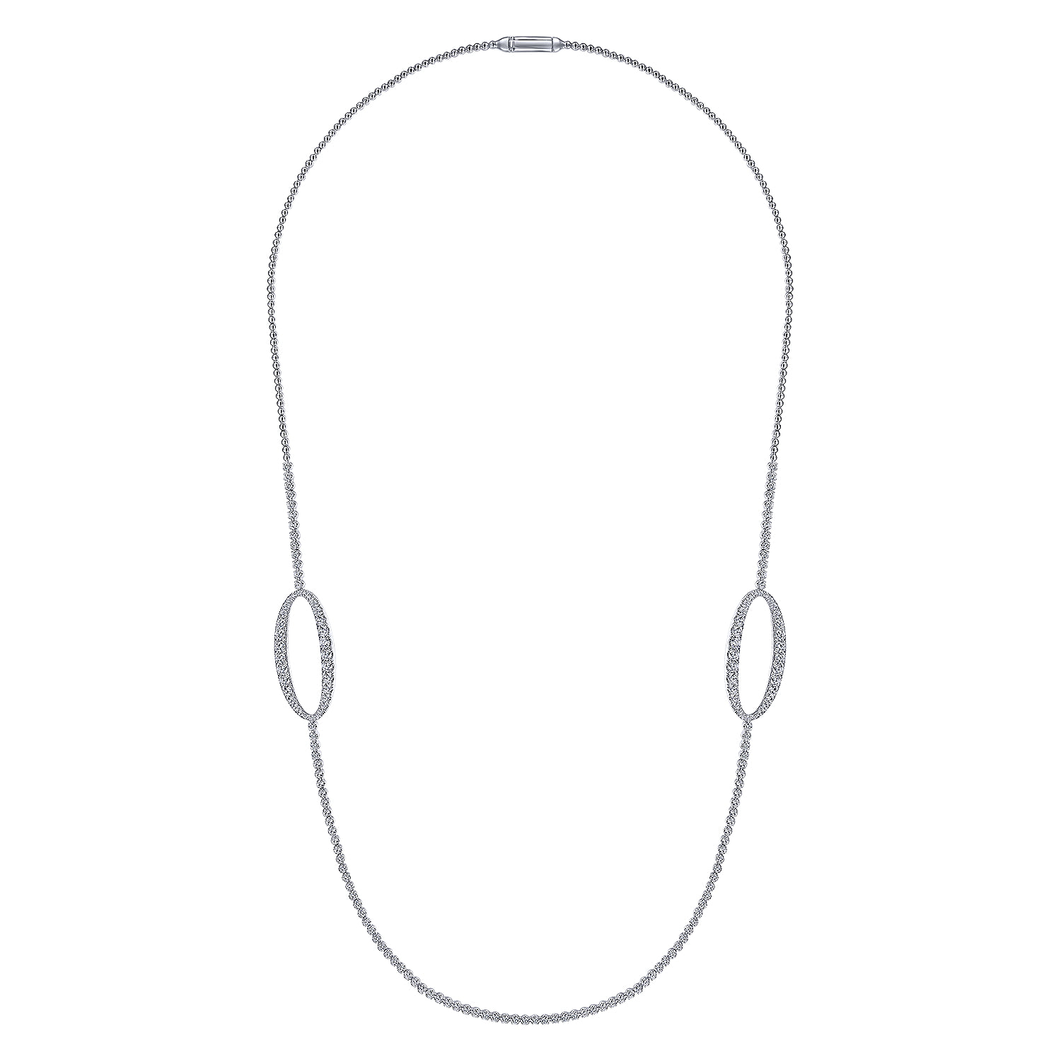 24 Inch Station Diamond Necklace in 18K White Gold, photograph 2