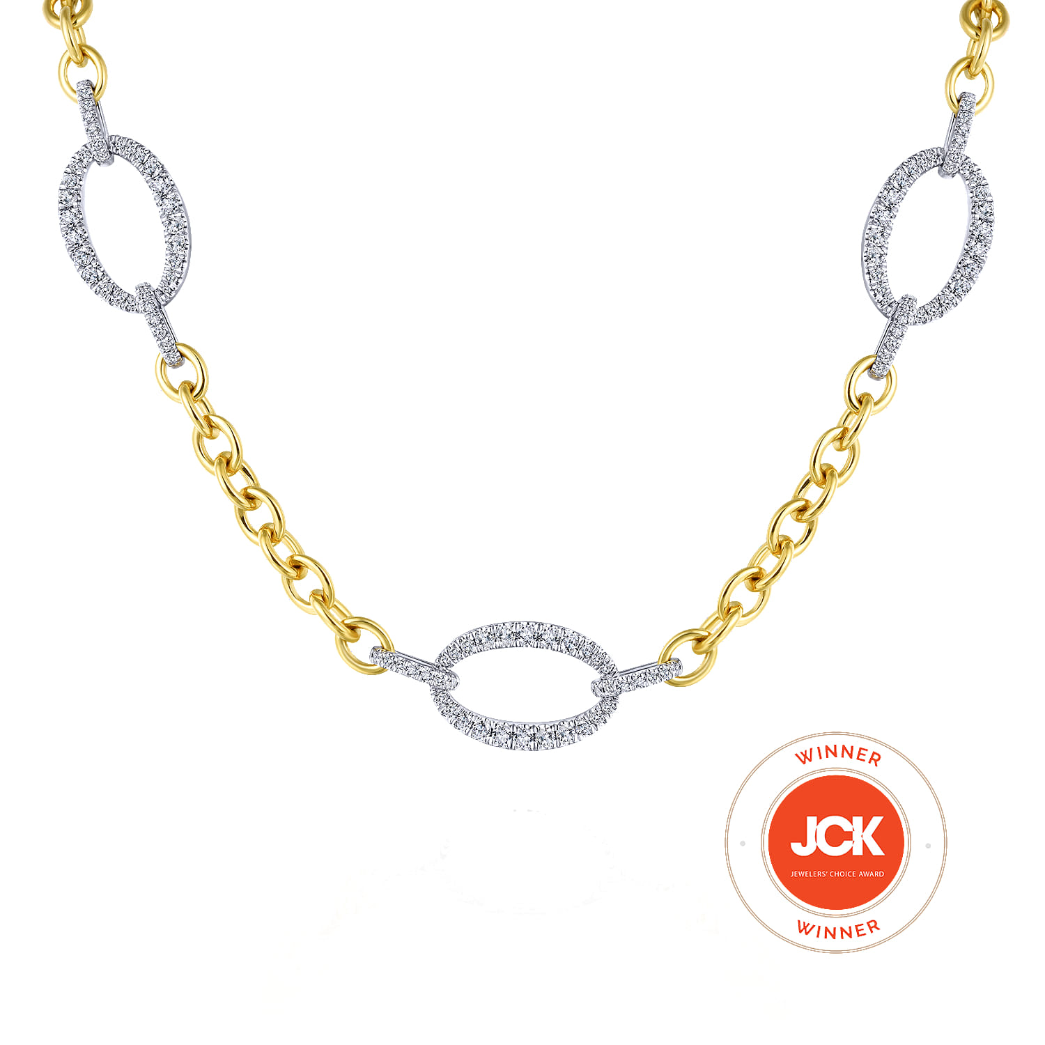 Chain Necklace with Diamond Link Stations