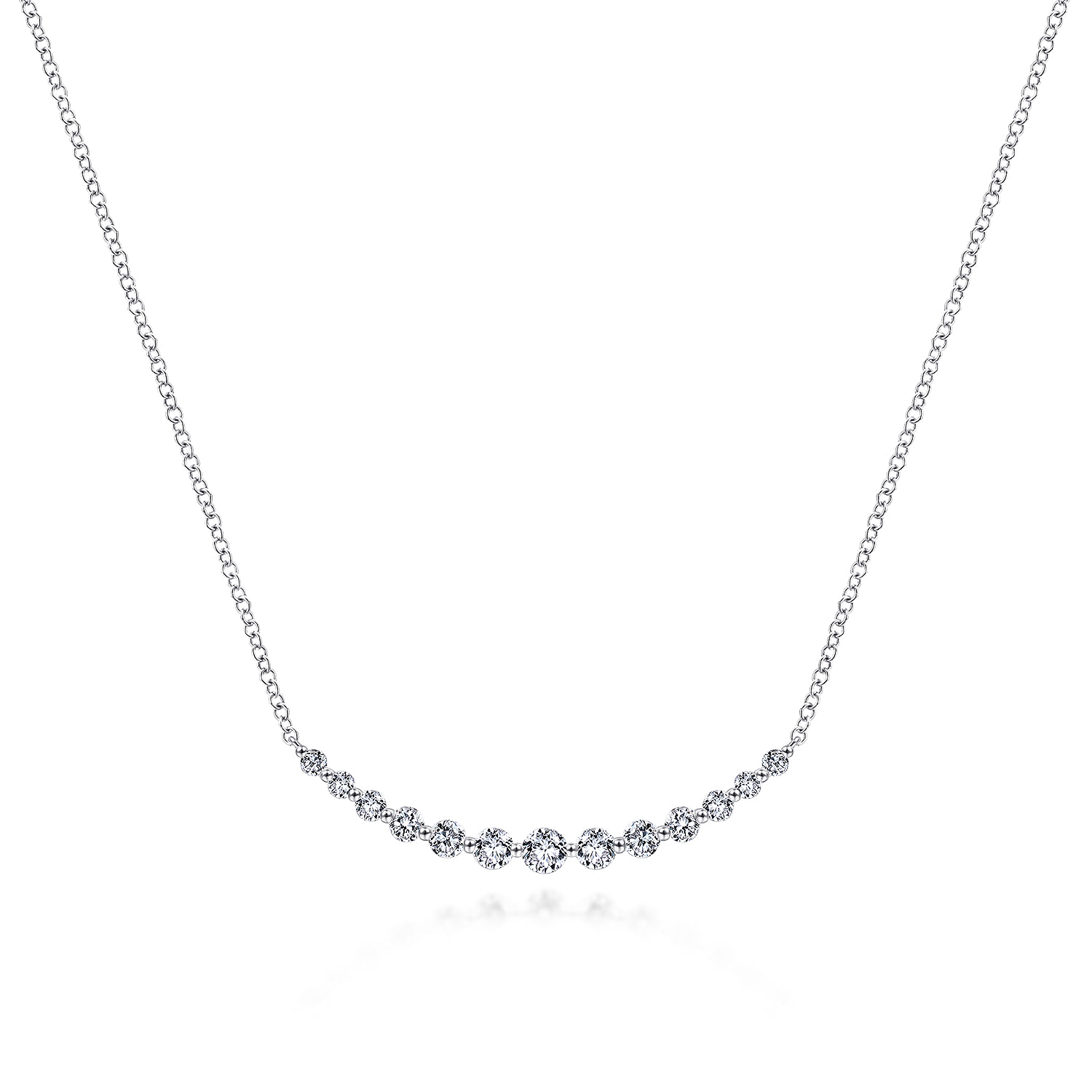 Graduated Diamond Curved Bar Necklace