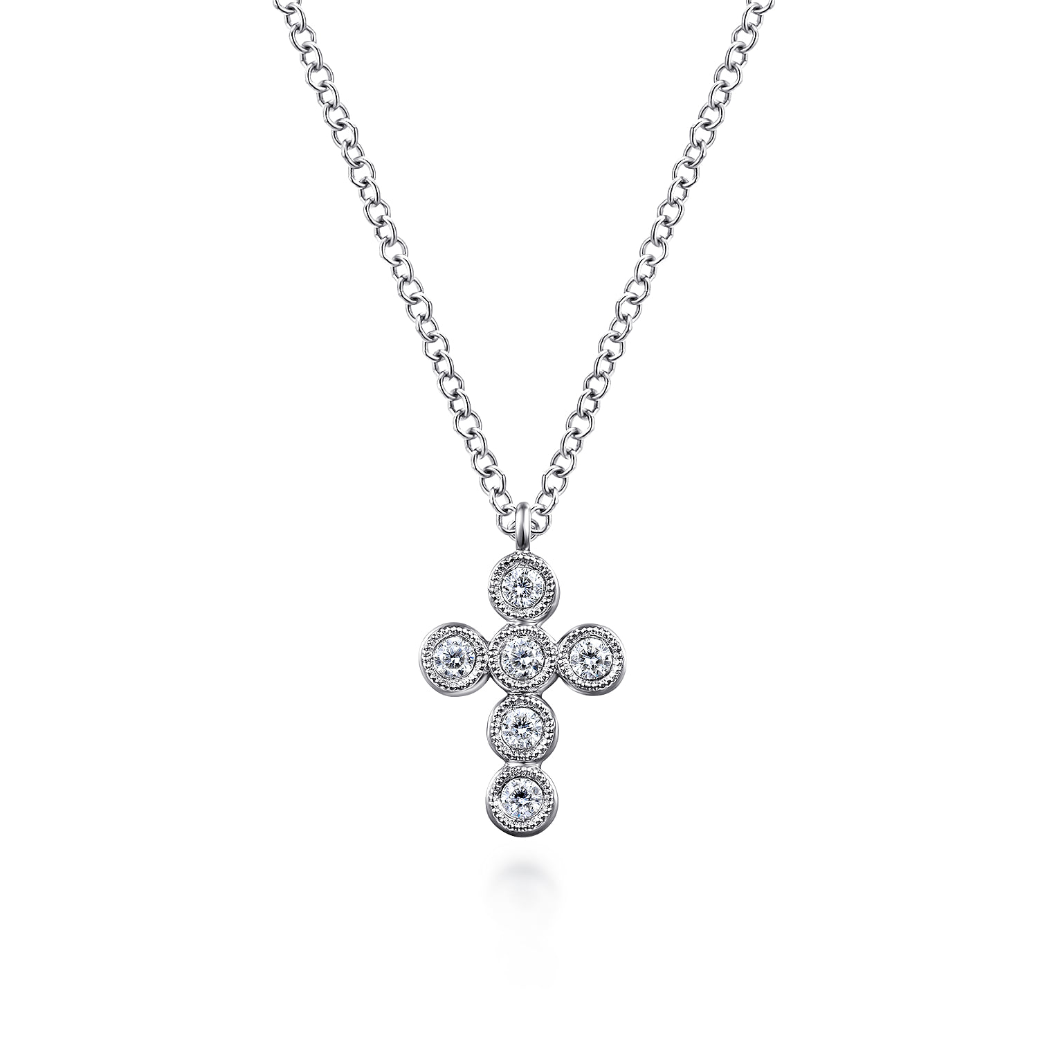 Bezel Set Diamond Cross Pendant Necklace
