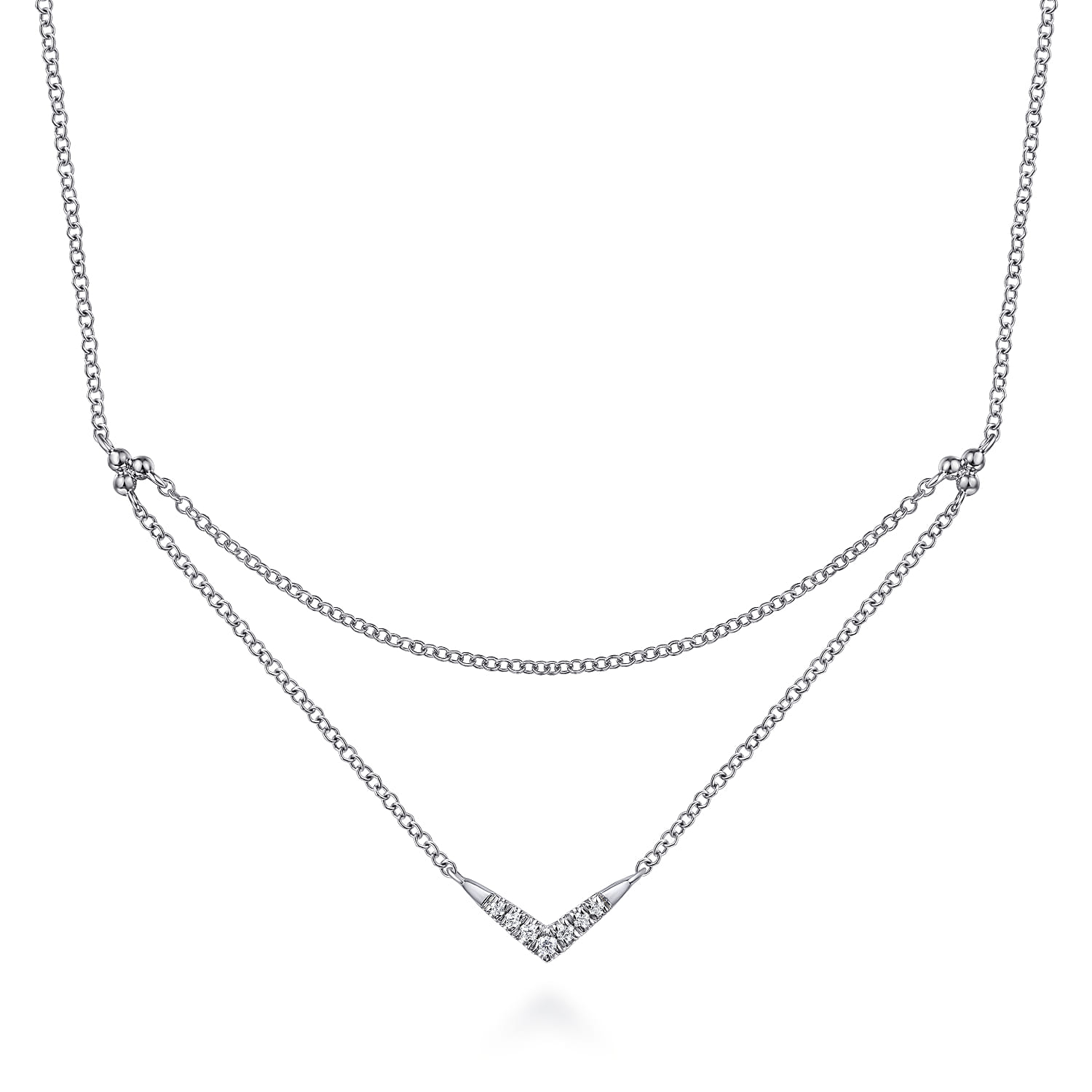 Diamond Chevron Necklace in 14K White Gold