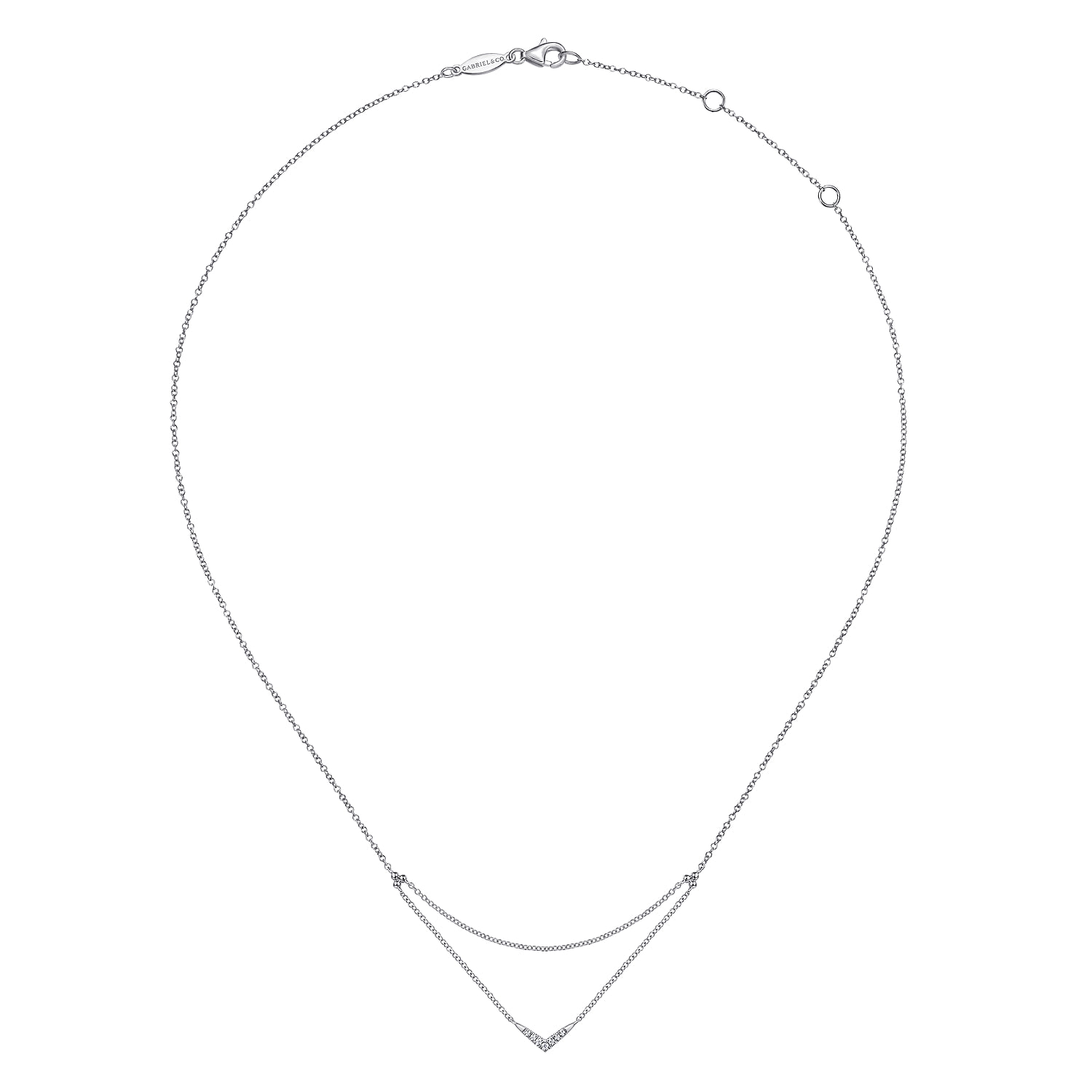 Diamond Chevron Necklace in 14K White Gold, photograph 2