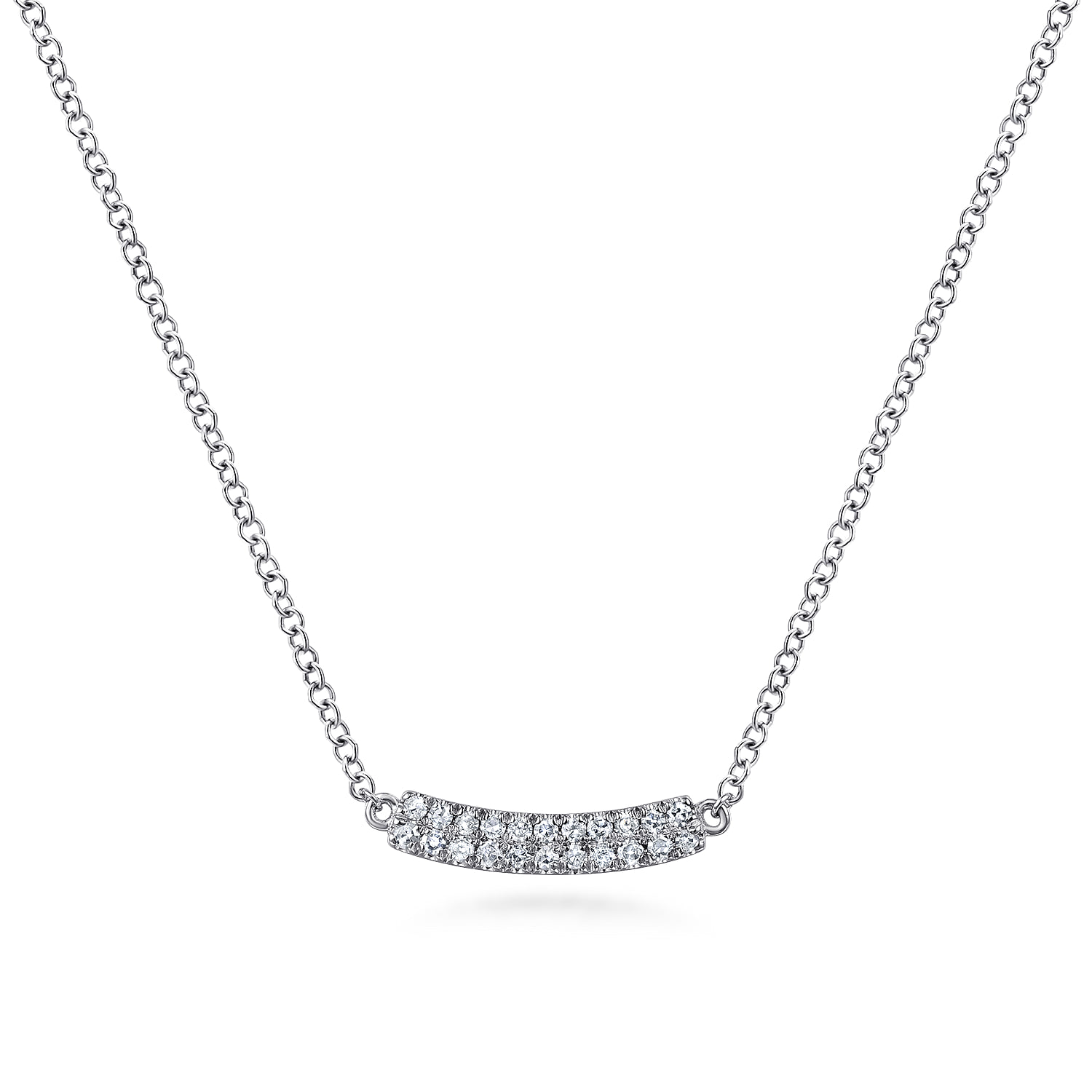 Bar Necklace Straight Diamond 0.11ct in 14K White Gold