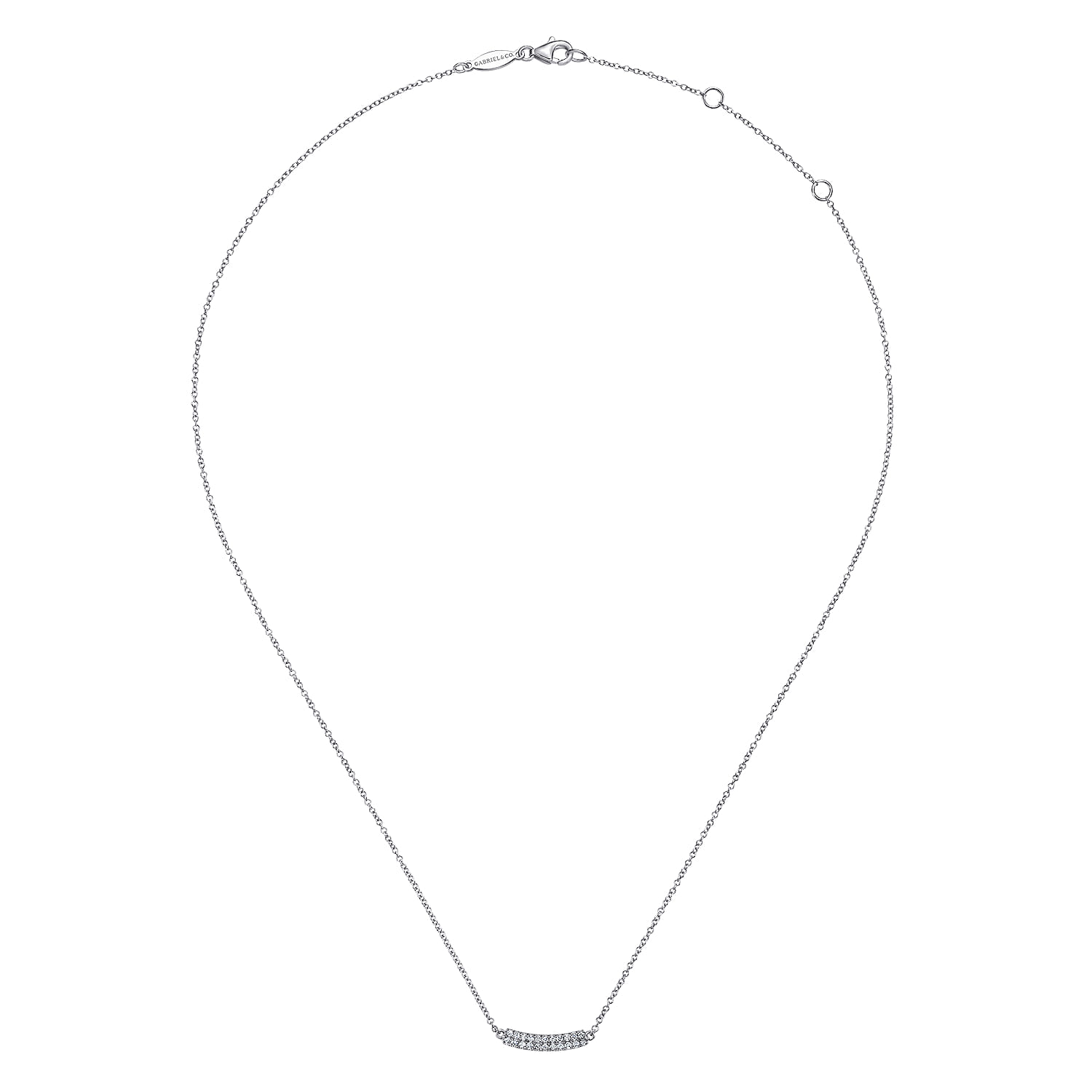 Bar Necklace Straight Diamond 0.11ct in 14K White Gold, photograph 2