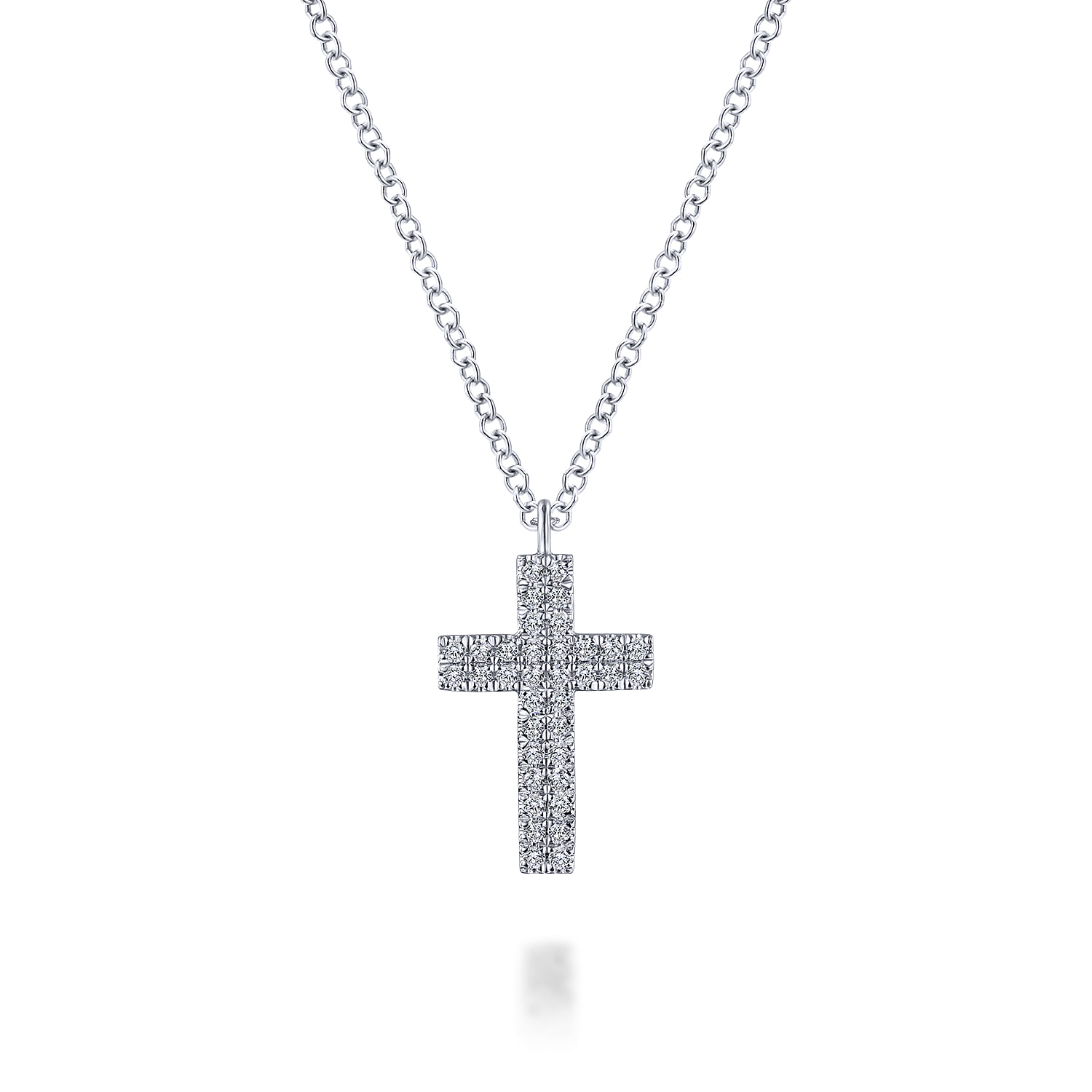 Straight Pave Diamond Cross Necklace