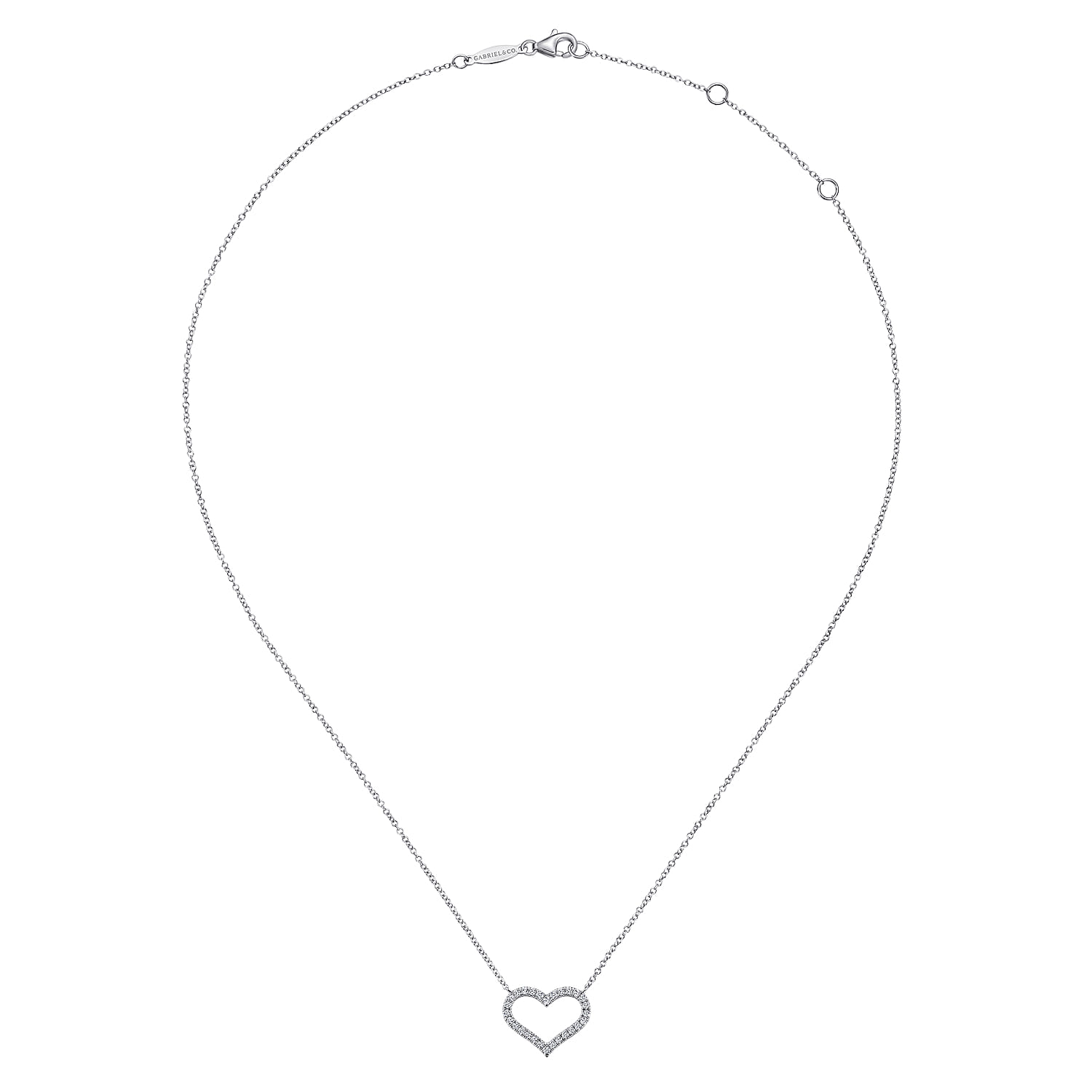 Open Diamond Pendant Necklace in 14K White Gold, photograph 2