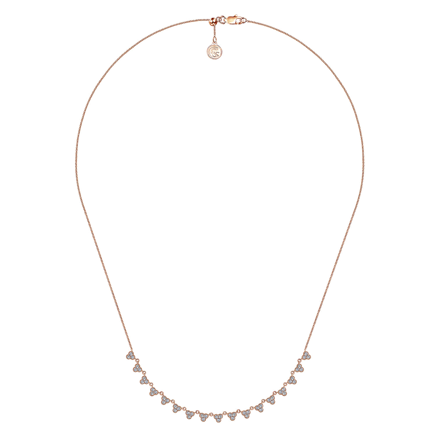 18 inch Scalloped Diamond Choker Necklace in 14K Rose Gold, photograph 2