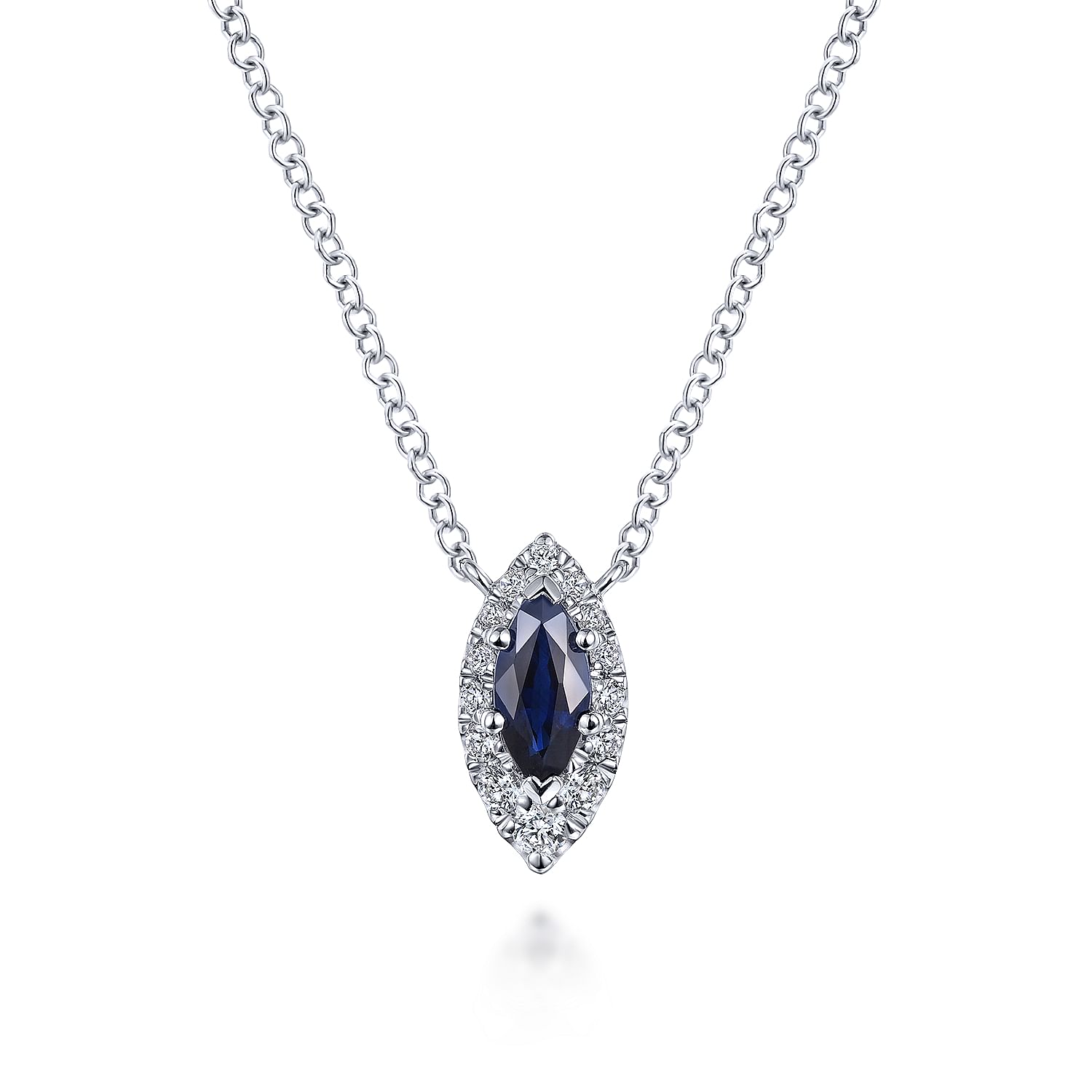 14k Yellow Gold buy Marquise Diamond Blue Sapphire Pendant Charm