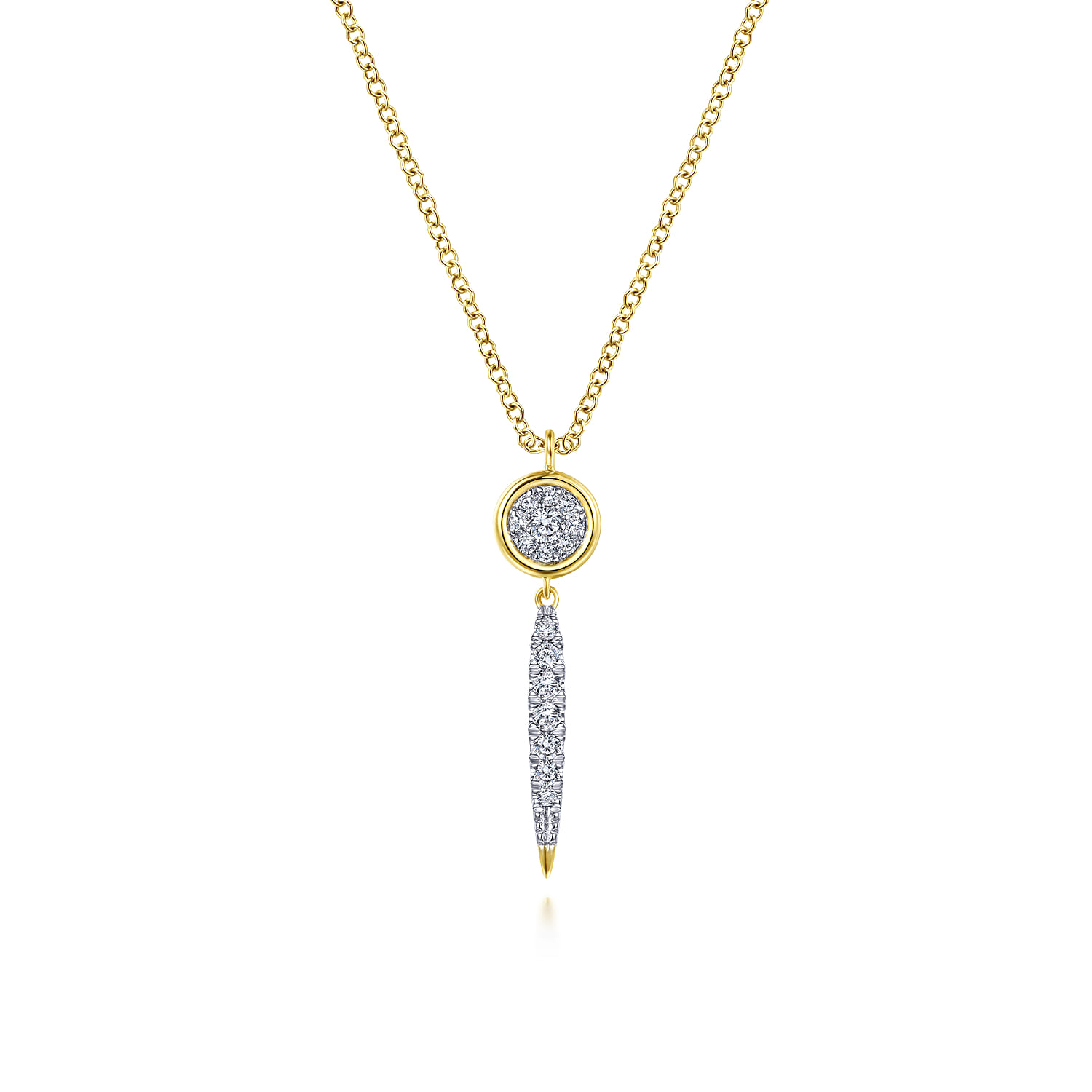 Cluster Diamond and Spike Drop Pendant Necklace