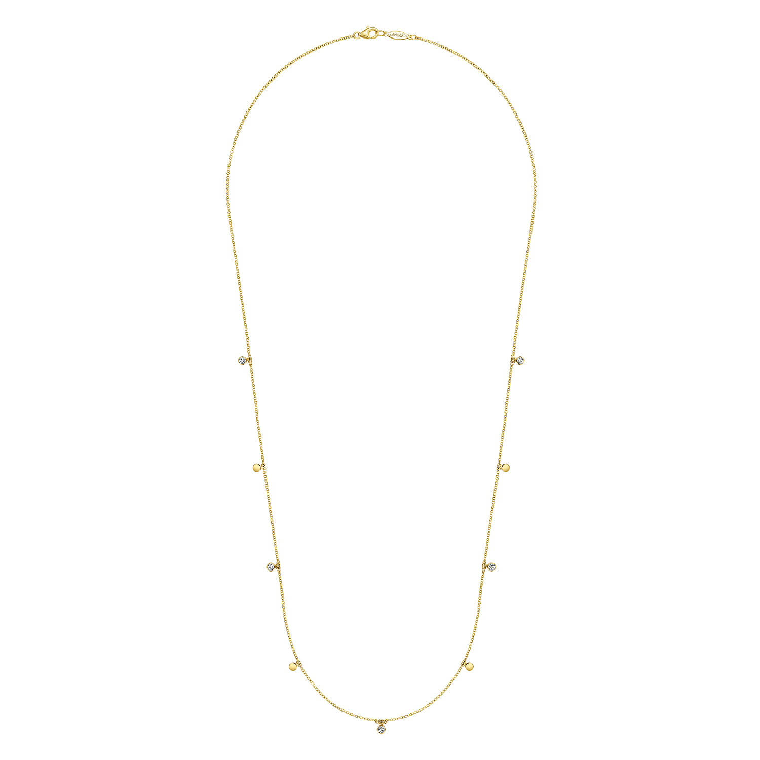 24 inch Diamond and Disc Station Necklace in 14K Yellow Gold, photograph 2