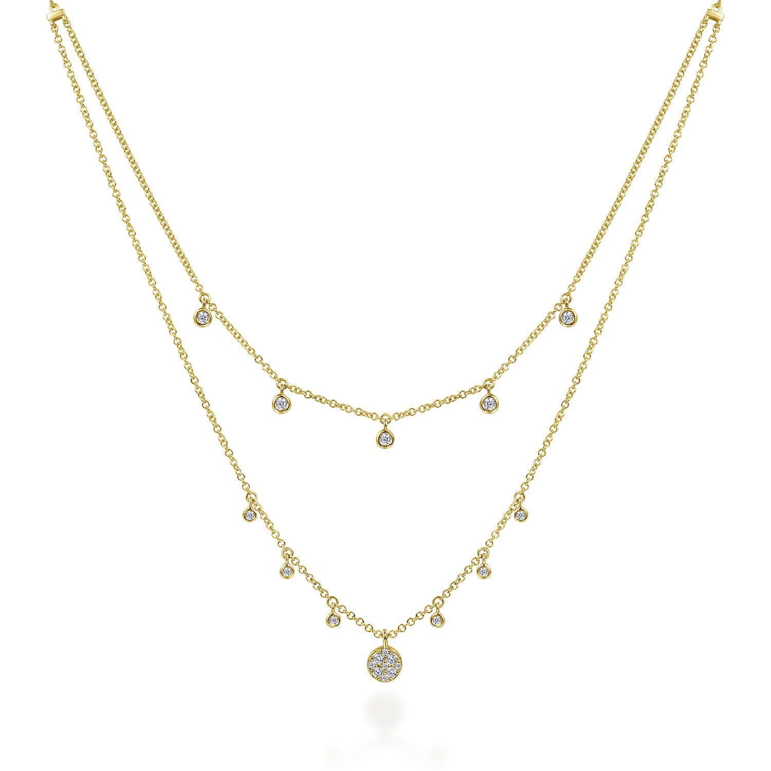 Layered Diamond Charm Drop Necklace