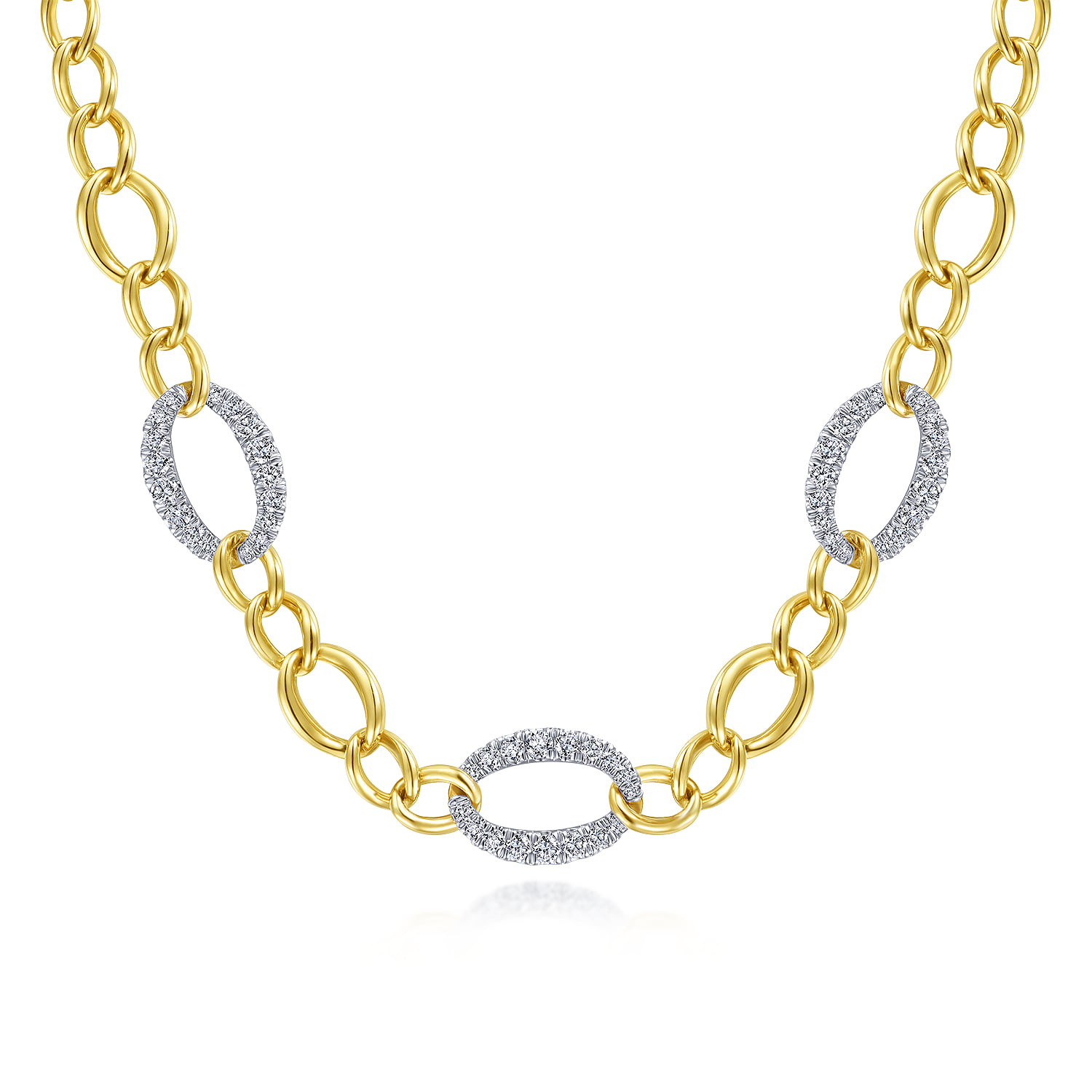 Chain Link Necklace with Diamond Pave