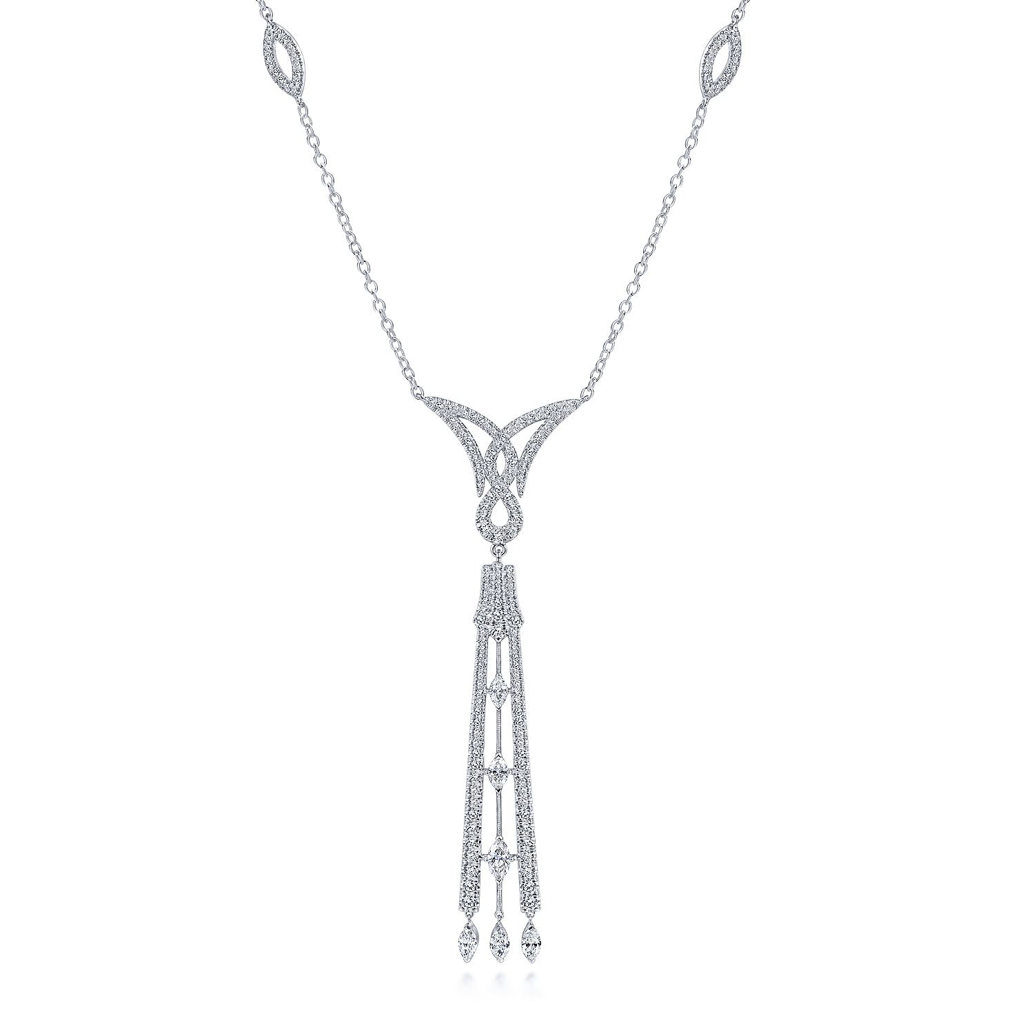 18k White Gold Drop Kaslique Necklace. SKU: NK6098W84JJ