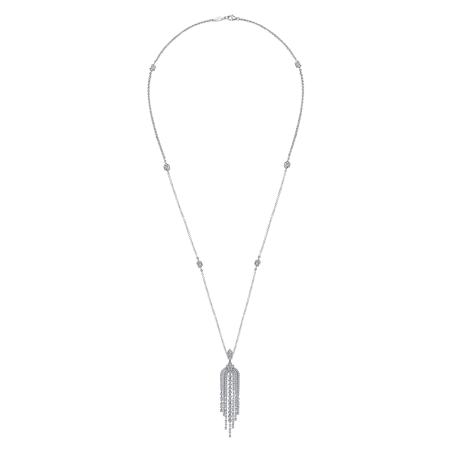 24 inch Diamond Waterfall Pendant Necklace in 18K White Gold, photograph 3