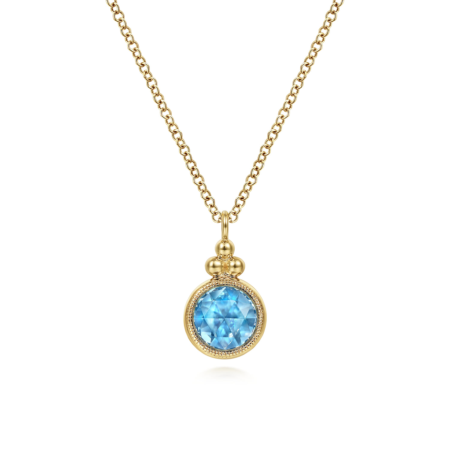 Round Blue Topaz Pendant Necklace