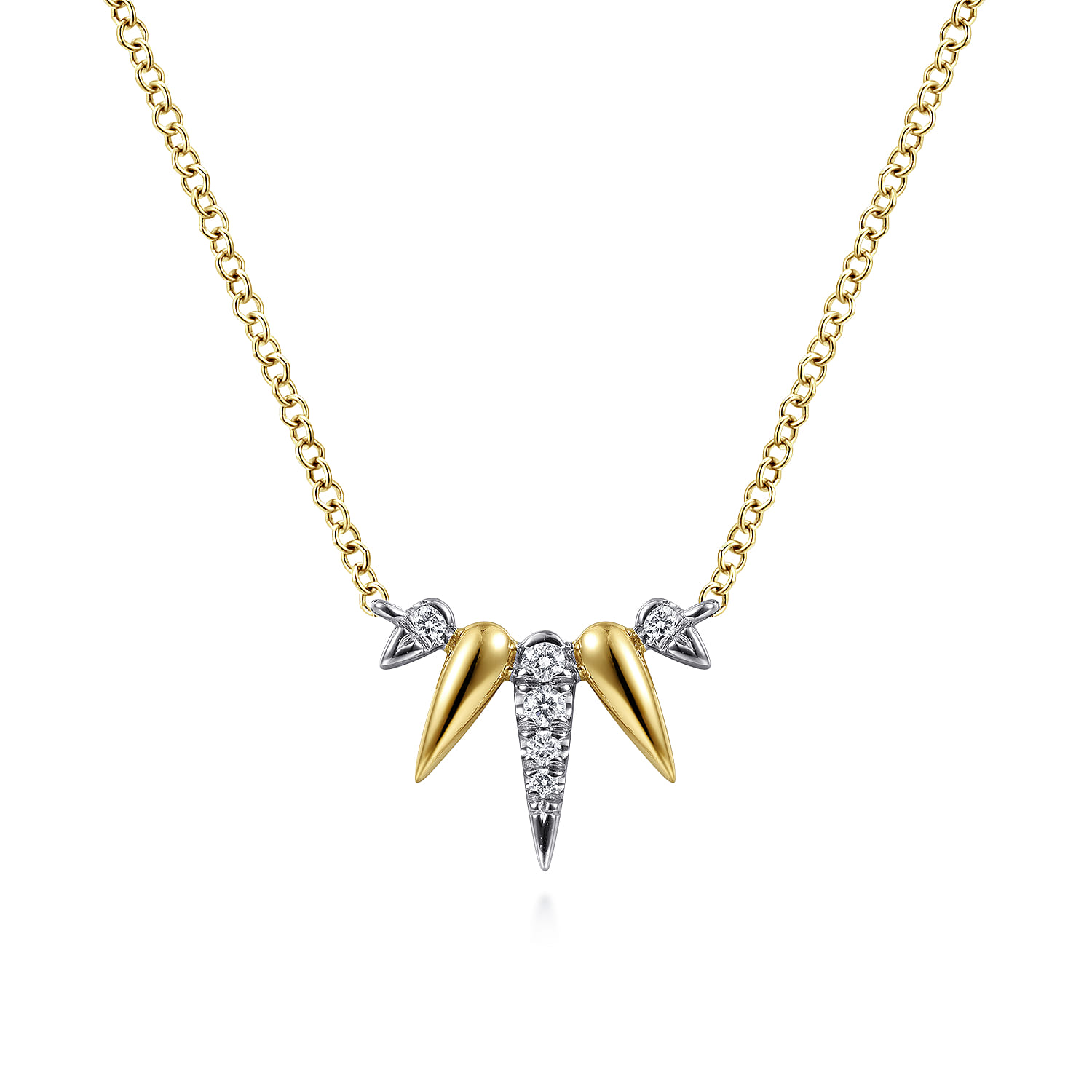 Diamond Pave Spike Fan Bar Necklace