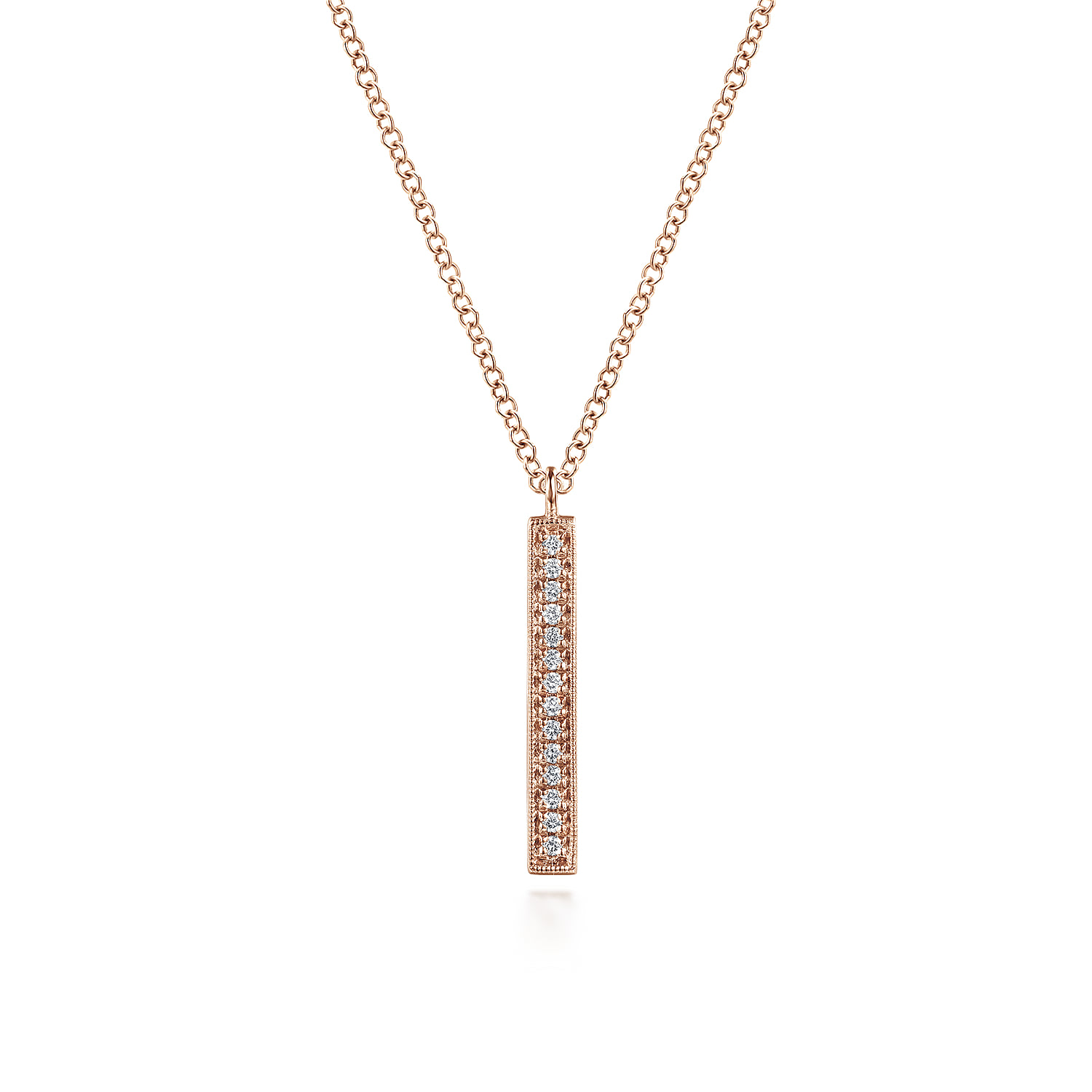Diamond Drop Pendant Necklace in 14K Rose Gold